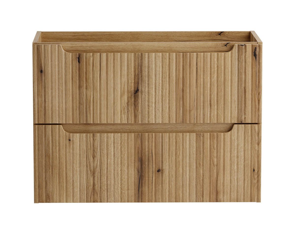 einfachgutemoebel Waschtisch-Set ILUNA Coast Waschplatz 80cm Eiche mit Keramik Einbaubecken, (Badmöbel Set, 1-St., Waschtisch Unterschrank)
