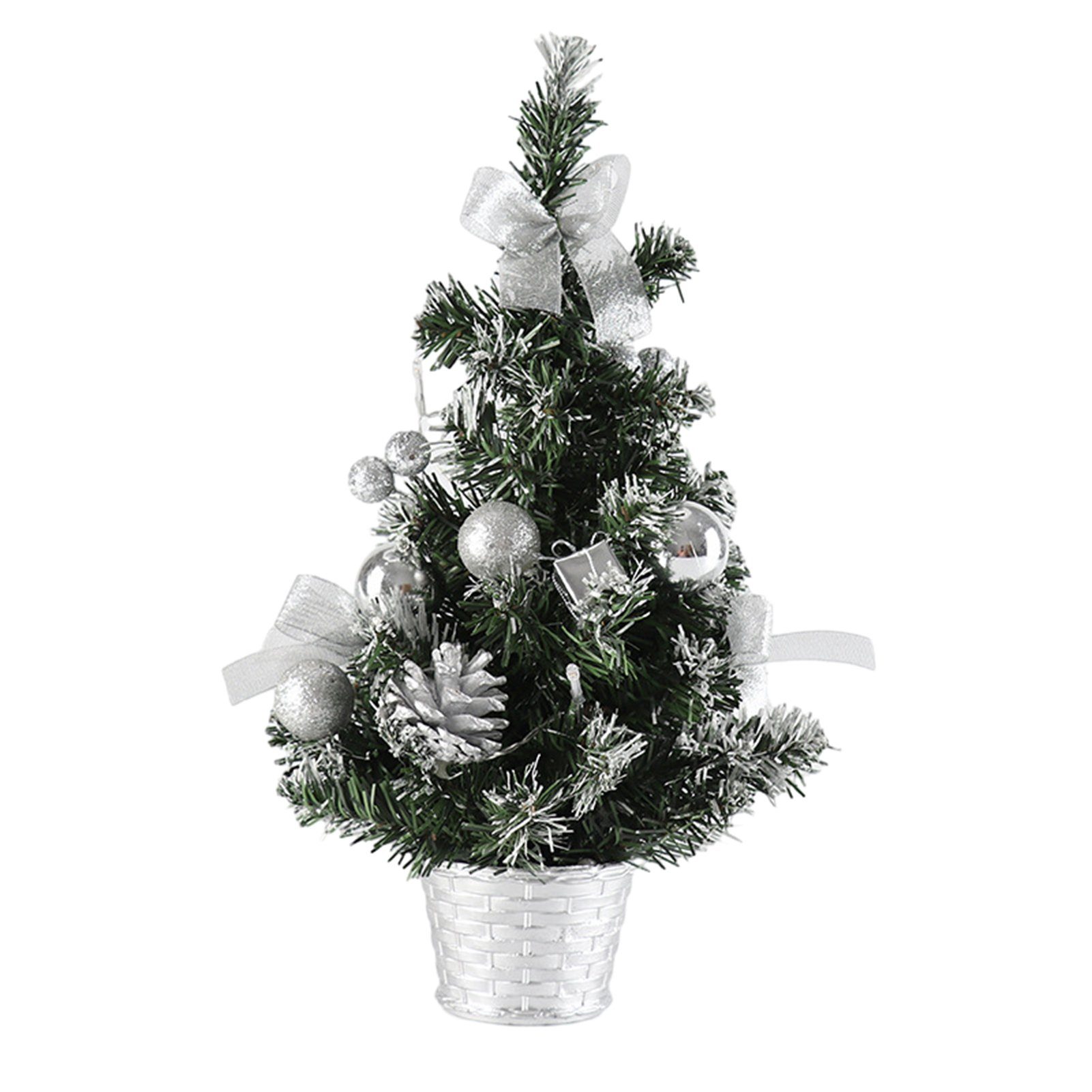 Blusmart Künstlicher Weihnachtsbaum Mini-Weihnachtsbaum, 40 Cm, Mit Lichtern, Leicht, Stilvoll, Deko-Licht, Künstlicher Weihnachtsbaum silver