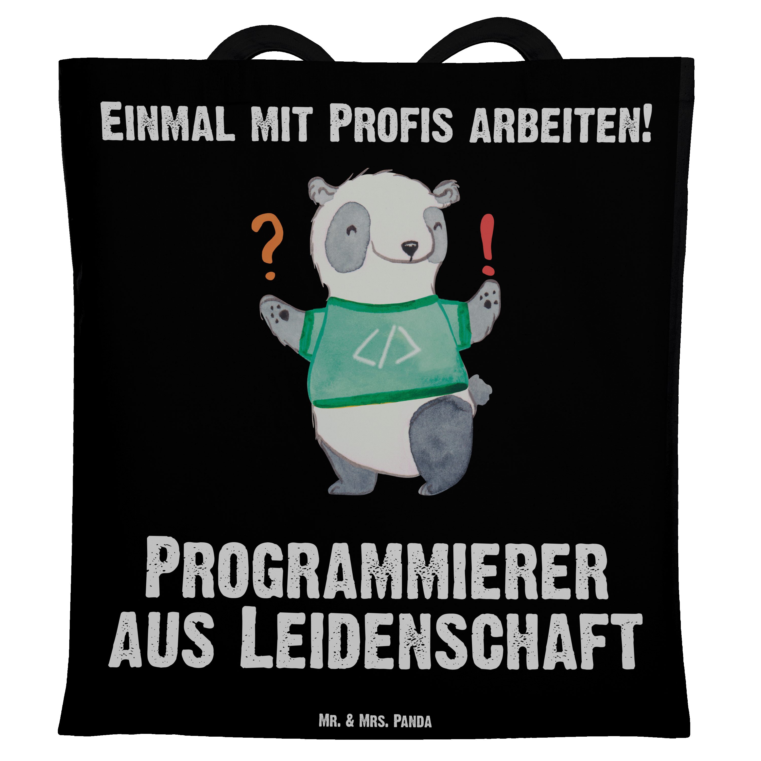 Datenverarbeiter - Panda Programmierer Leidenschaft Schwarz Mrs. & - Geschenk, aus (1-tlg) Tragetasche Mr.