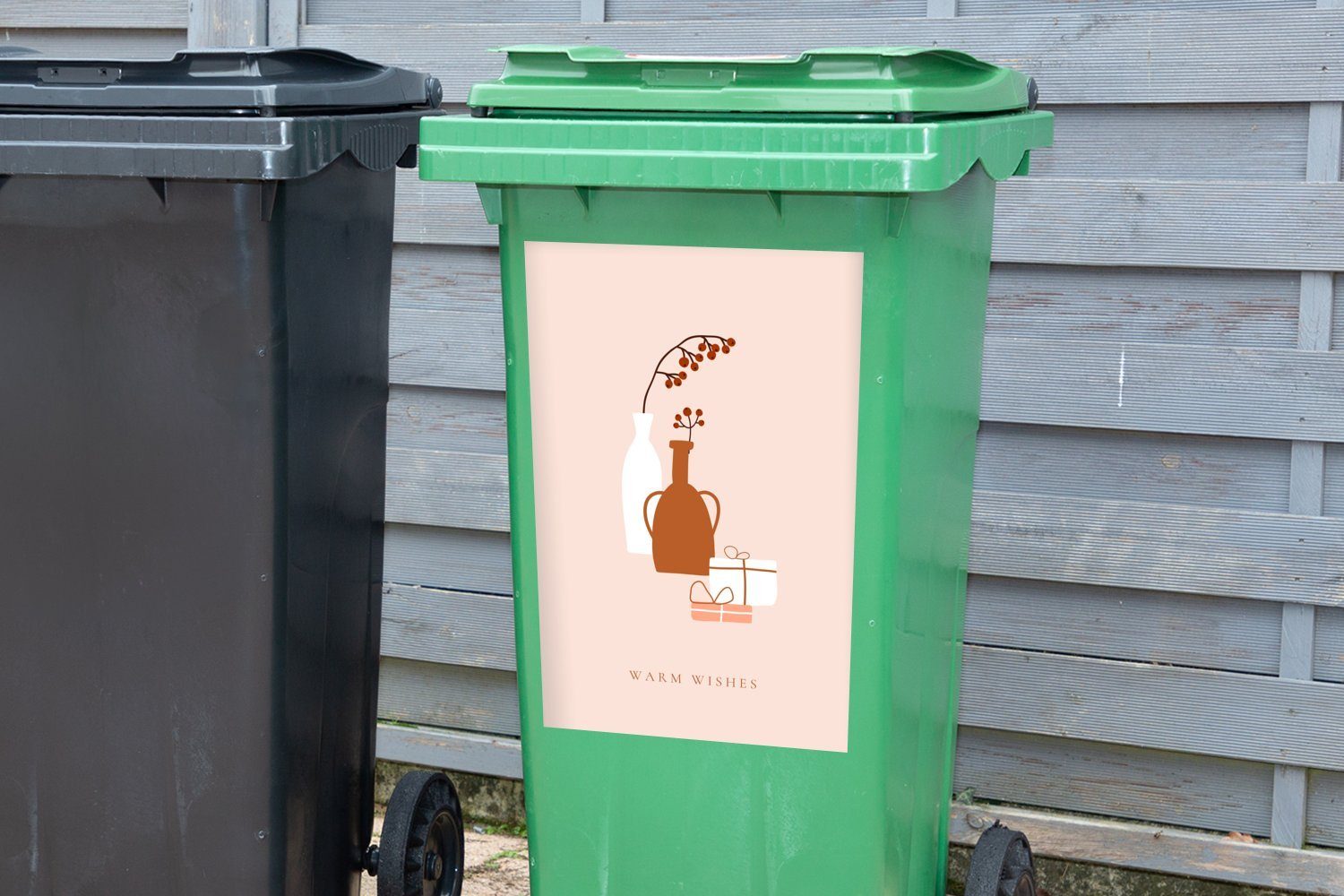 Mülleimer-aufkleber, - St), Winter Abfalbehälter MuchoWow Pastell Wandsticker Sticker, Zitat Container, - Mülltonne, (1