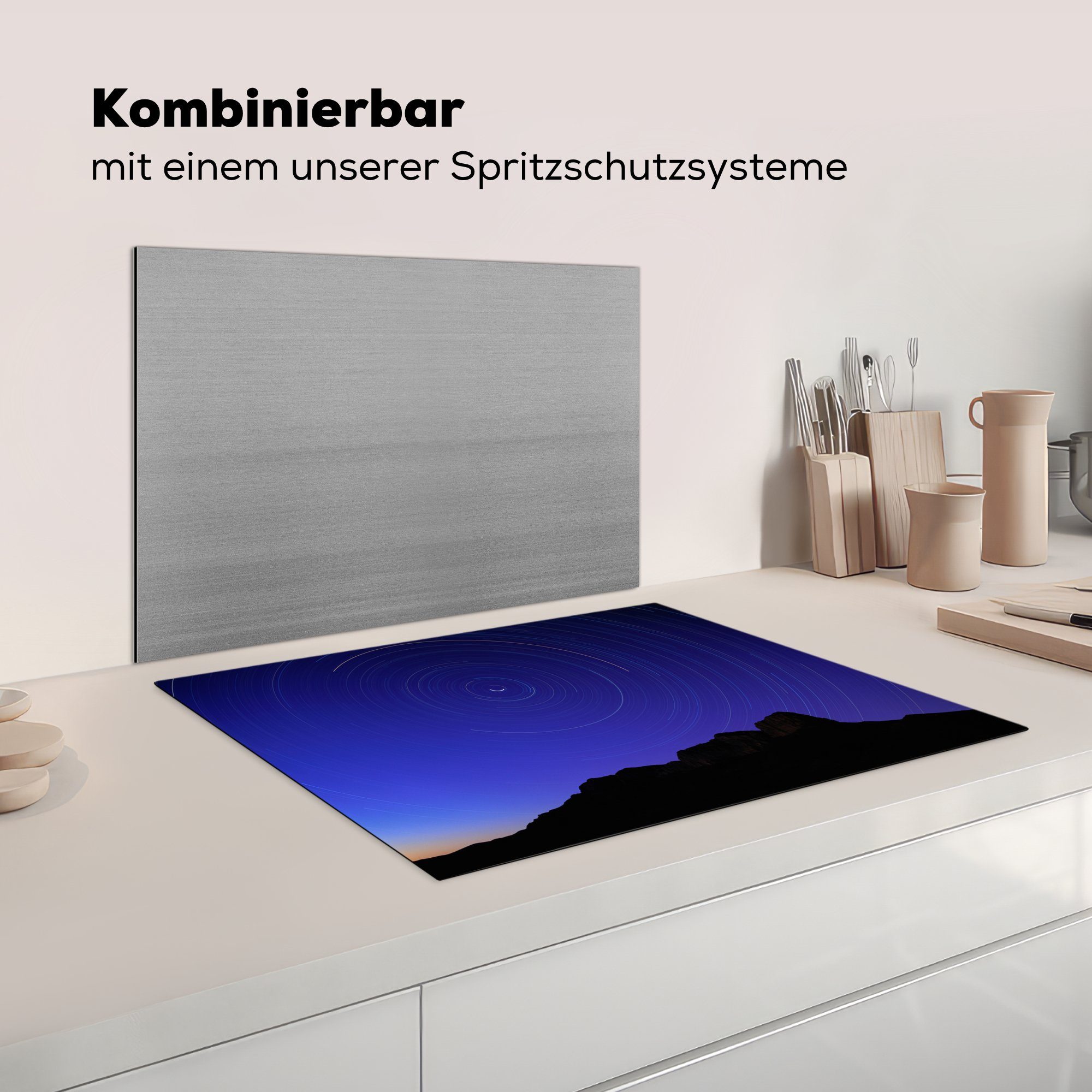 tlg), 71x52 Mountains cm, Herdblende-/Abdeckplatte MuchoWow Himmel die Vinyl, dem Park, (1 über küche, Guadalupe Induktionskochfeld am Die Schutz Ceranfeldabdeckung für National Sternenspuren