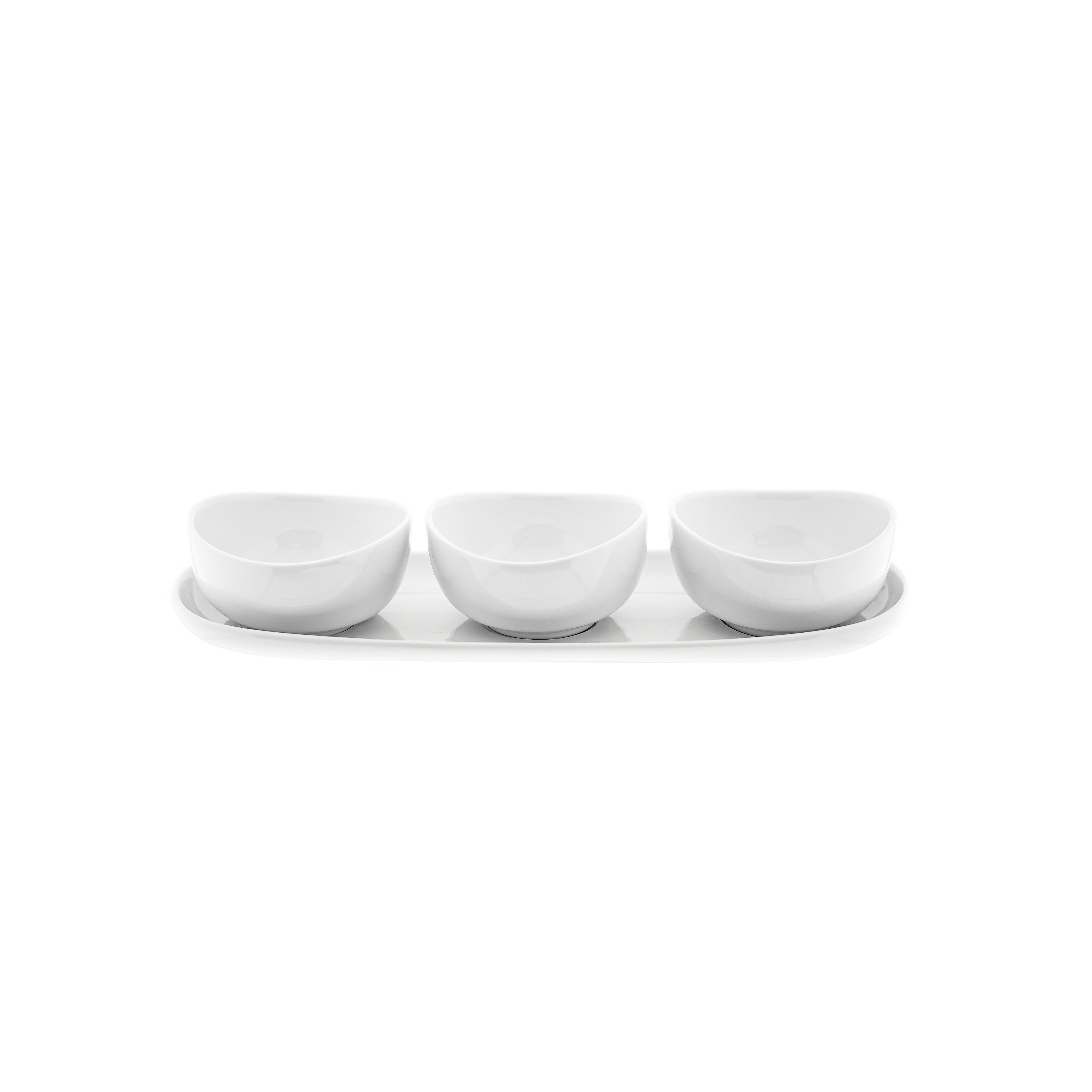 Mulex Snackschale Mila Snackschalen-Set mit Servierteller - 4-teilig, (4-tlg), aus hochwertigem Porzellan