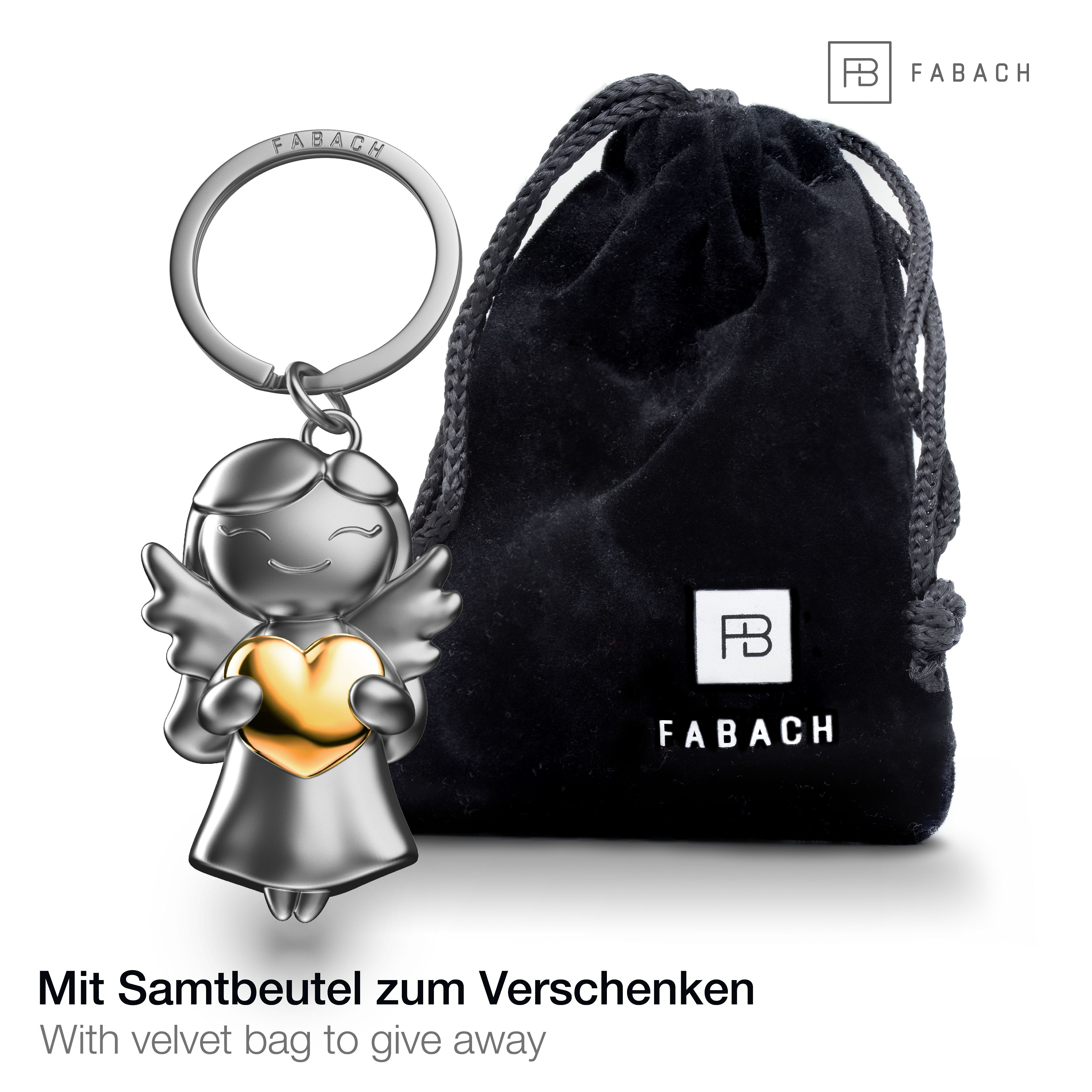 FABACH Schlüsselanhänger - Geschenk Schutzengel "Star" mit Glücksbringer Herz Gold Liebe