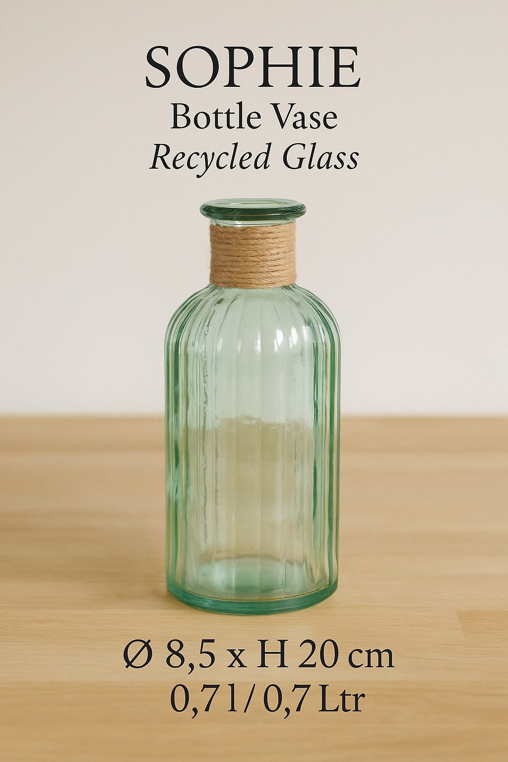 WestCraft Tischvase Flaschenvase SOPHIE aus recyceltem Glas, grün, Bottle V günstig online kaufen