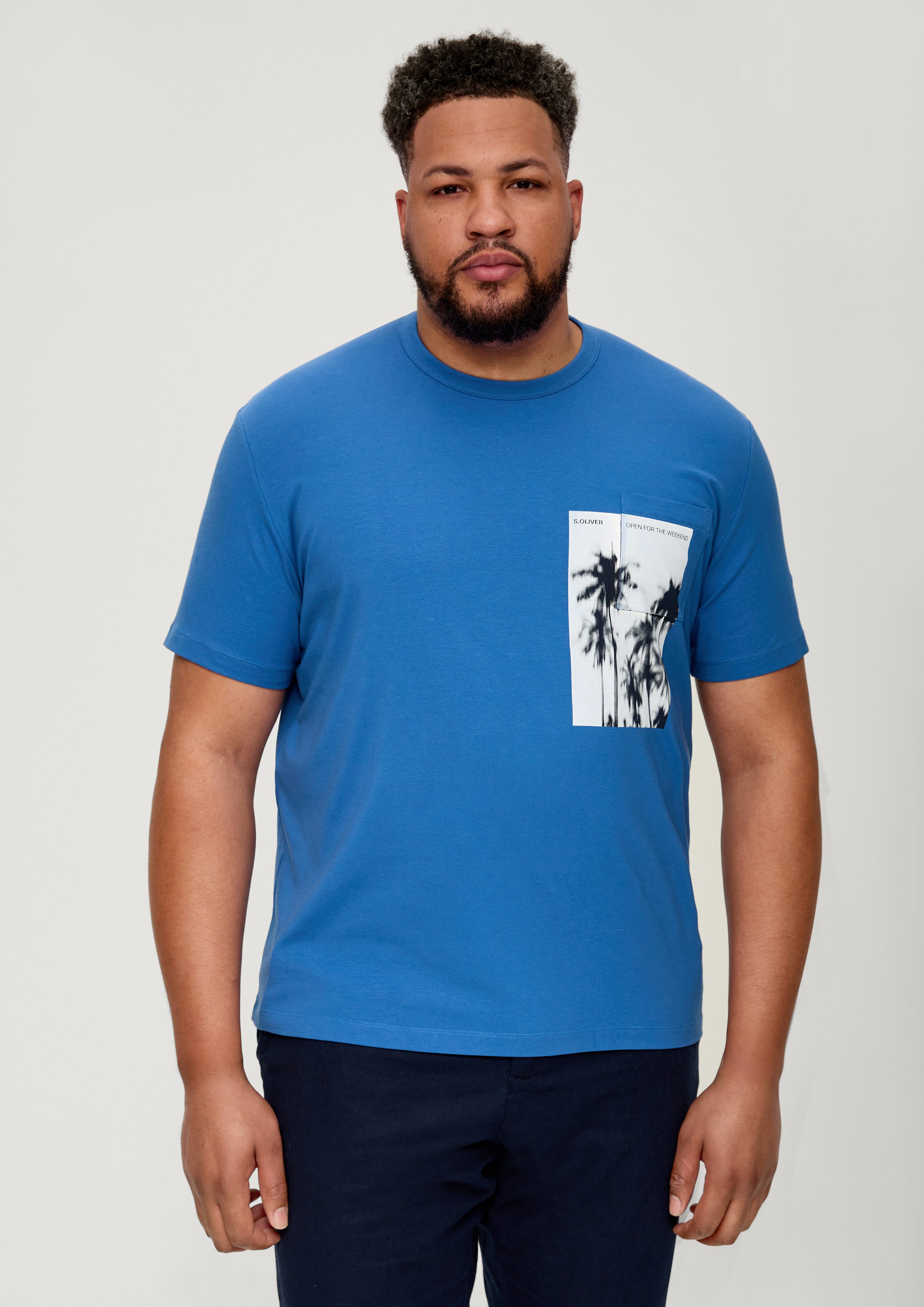 s.Oliver Kurzarmshirt T-Shirt aus Baumwollstretch blau | T-Shirts