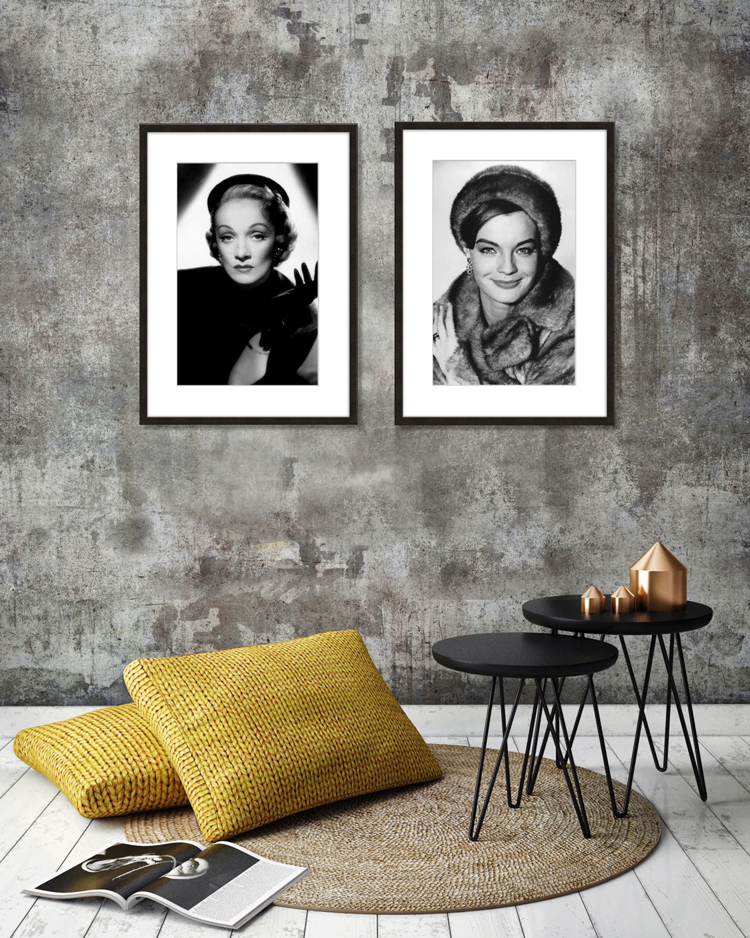 Poster mit 51x71cm Rahmen Rahmen gerahmt schwarz-weiß Marlene Film-Star: / artissimo Dietrich Bild mit Dietrich, Marlene Bild