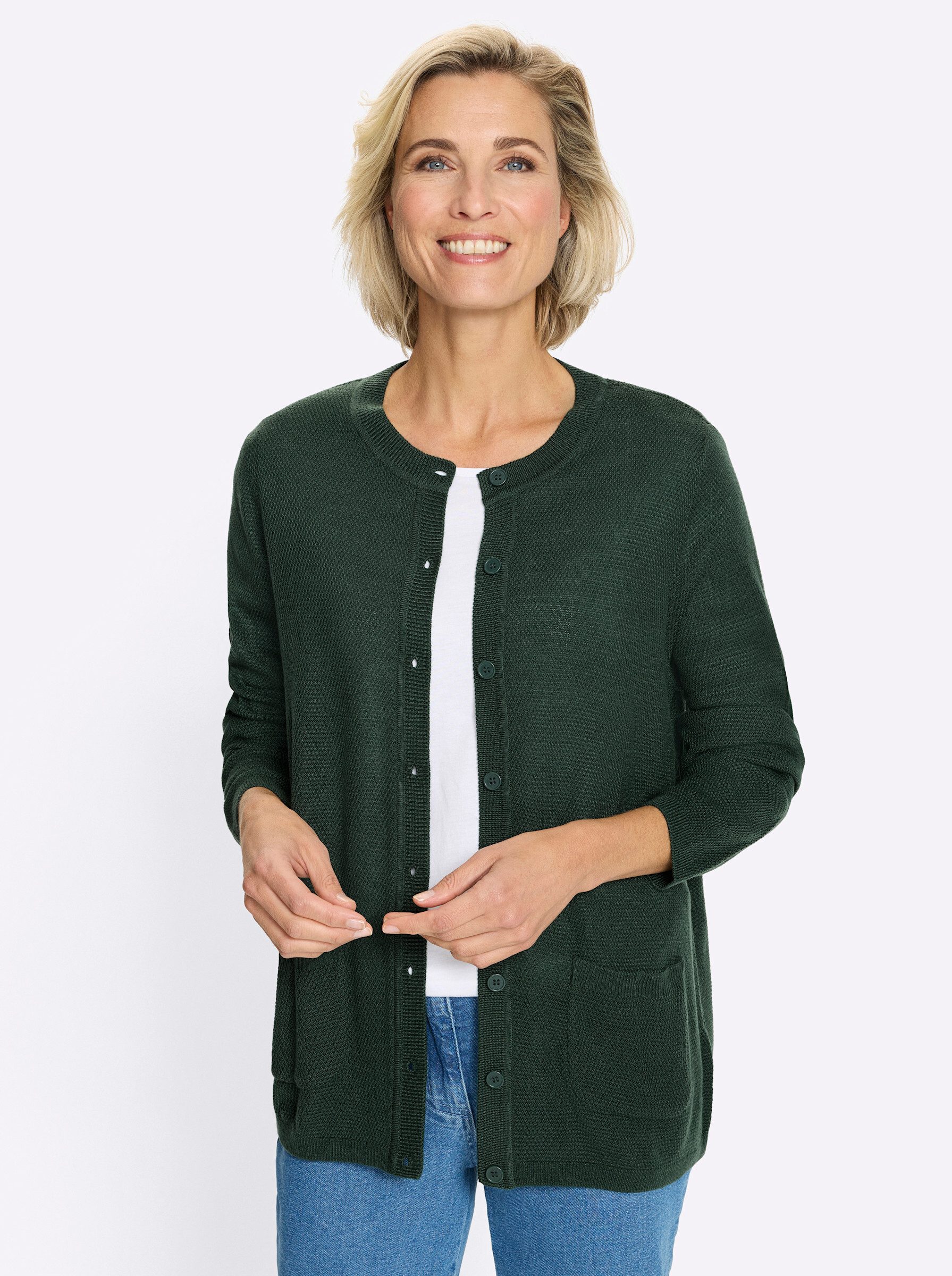 Sieh an! Strickjacke Strickjacke Langarm Struktur, Perlmuster günstig online kaufen