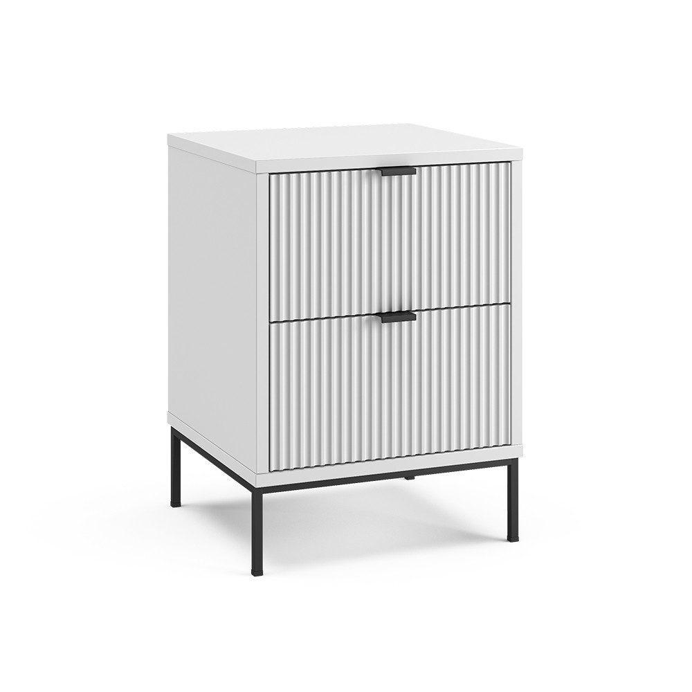 Vicco Nachtschrank Eliza, Weiß/Schwarz, 40 x 55.4 cm mit 2 Schubladen (1-St)