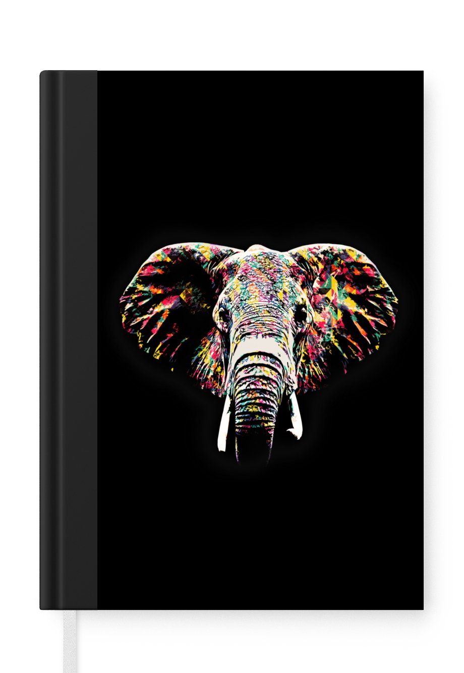 MuchoWow Notizbuch Elefant - Farbe - Farben, Journal, Merkzettel, Tagebuch, Notizheft, A5, 98 Seiten, Haushaltsbuch