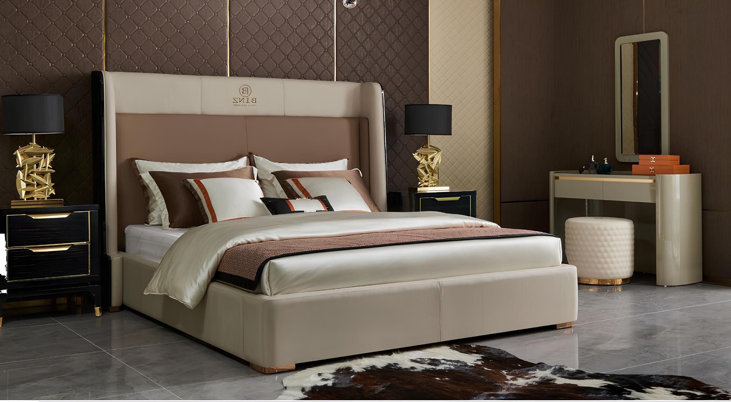 JVmoebel Bett Luxus Hotel Betten Doppel Bett Design Holz Modern Bett 180x200 (Bett), Made in Europa