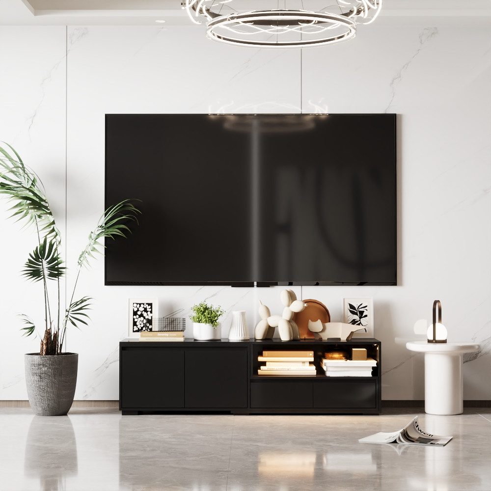 FUFU&GAGA Lowboard mit LED-Lichtleiste, Versenkbar, 160-230*40*45cm, günstig online kaufen