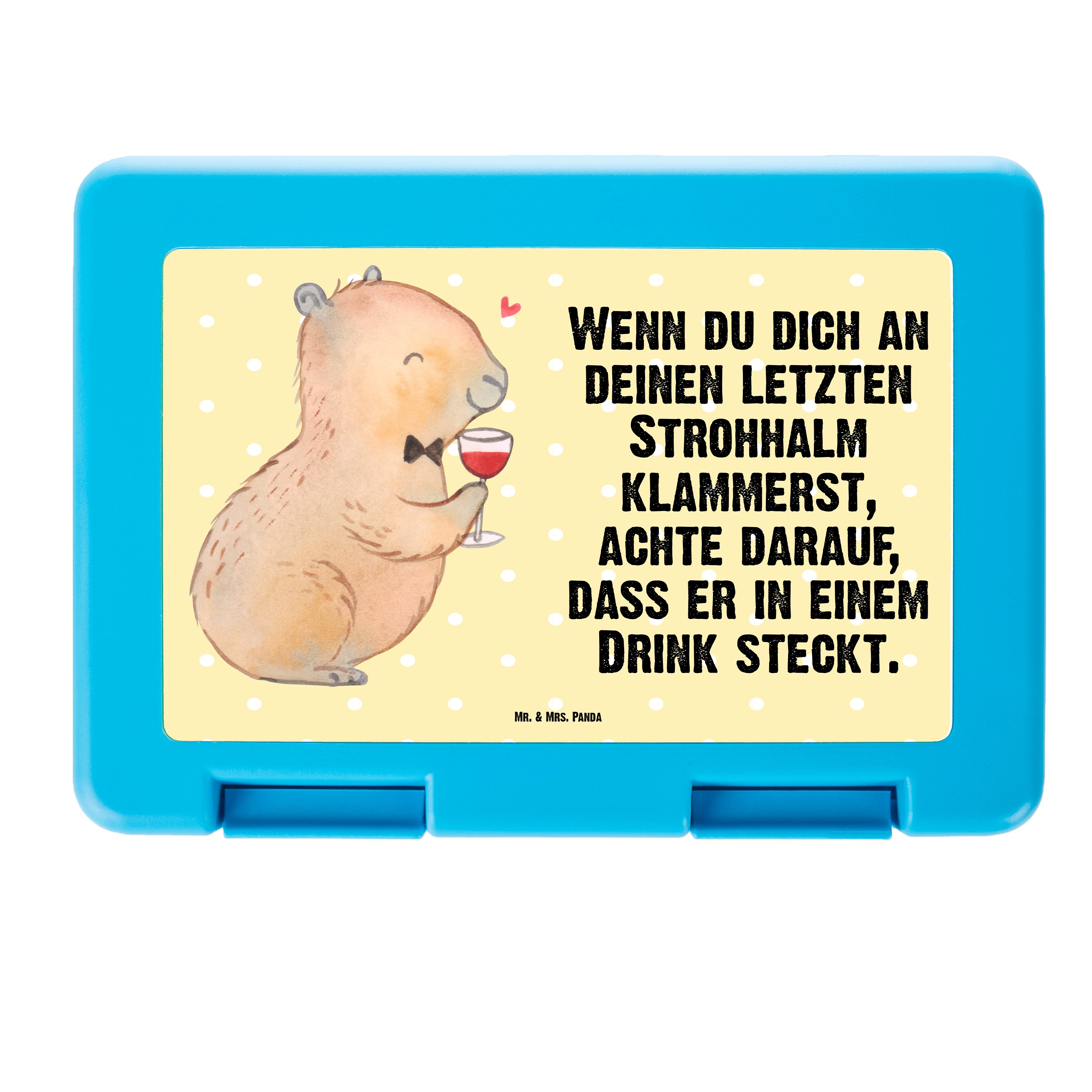 Mr. & Panda (1-tlg) Capybara Ge, Gelb Premium Mrs. Butterdose - Weinliebhaber - Tiermotive, Pastell Geschenk, Wein Kunststoff