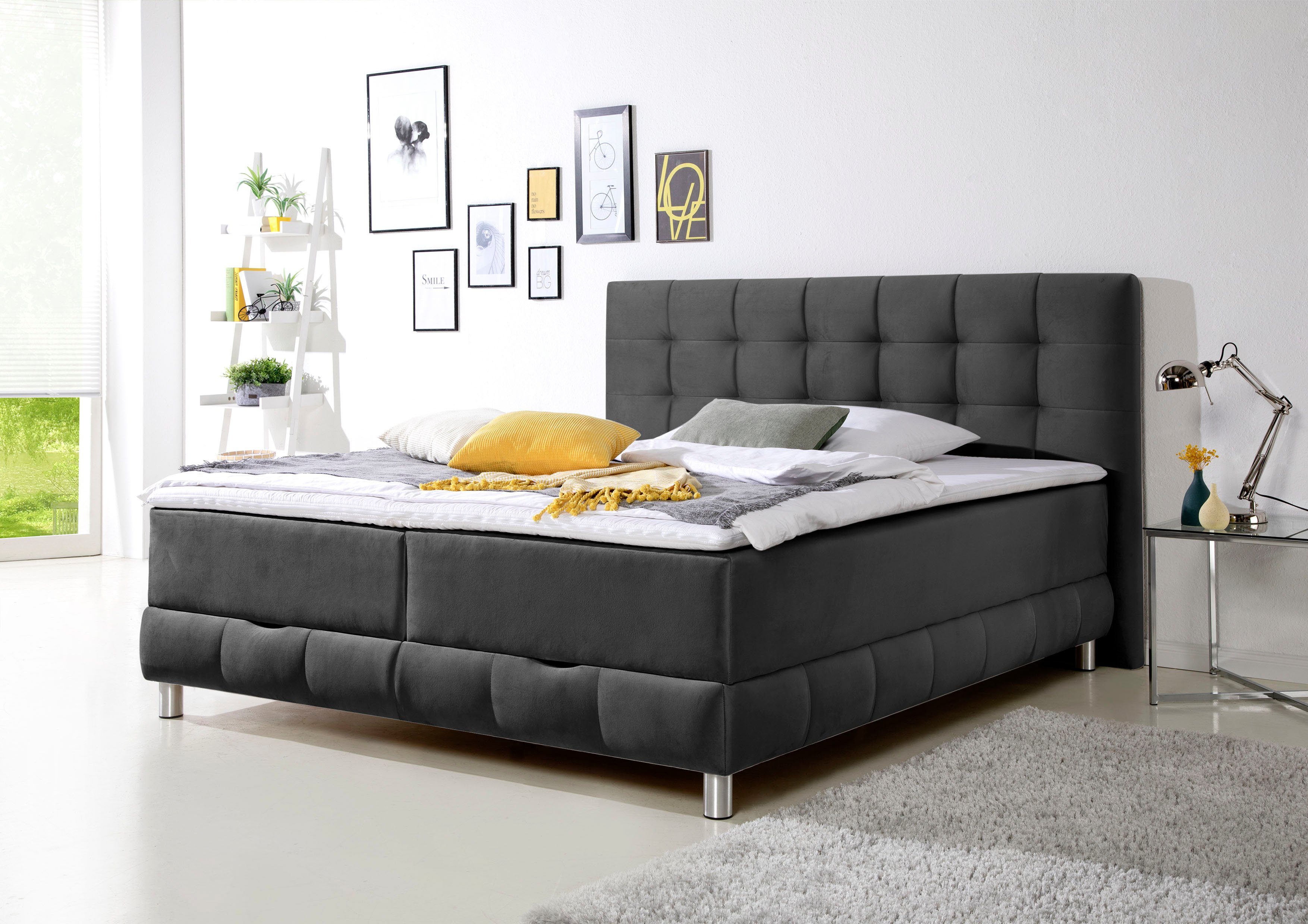 Home affaire Boxbett Vaasa, inkl. Bettkasten & Topper, XXL-Ausführung, Überlänge 220 cm