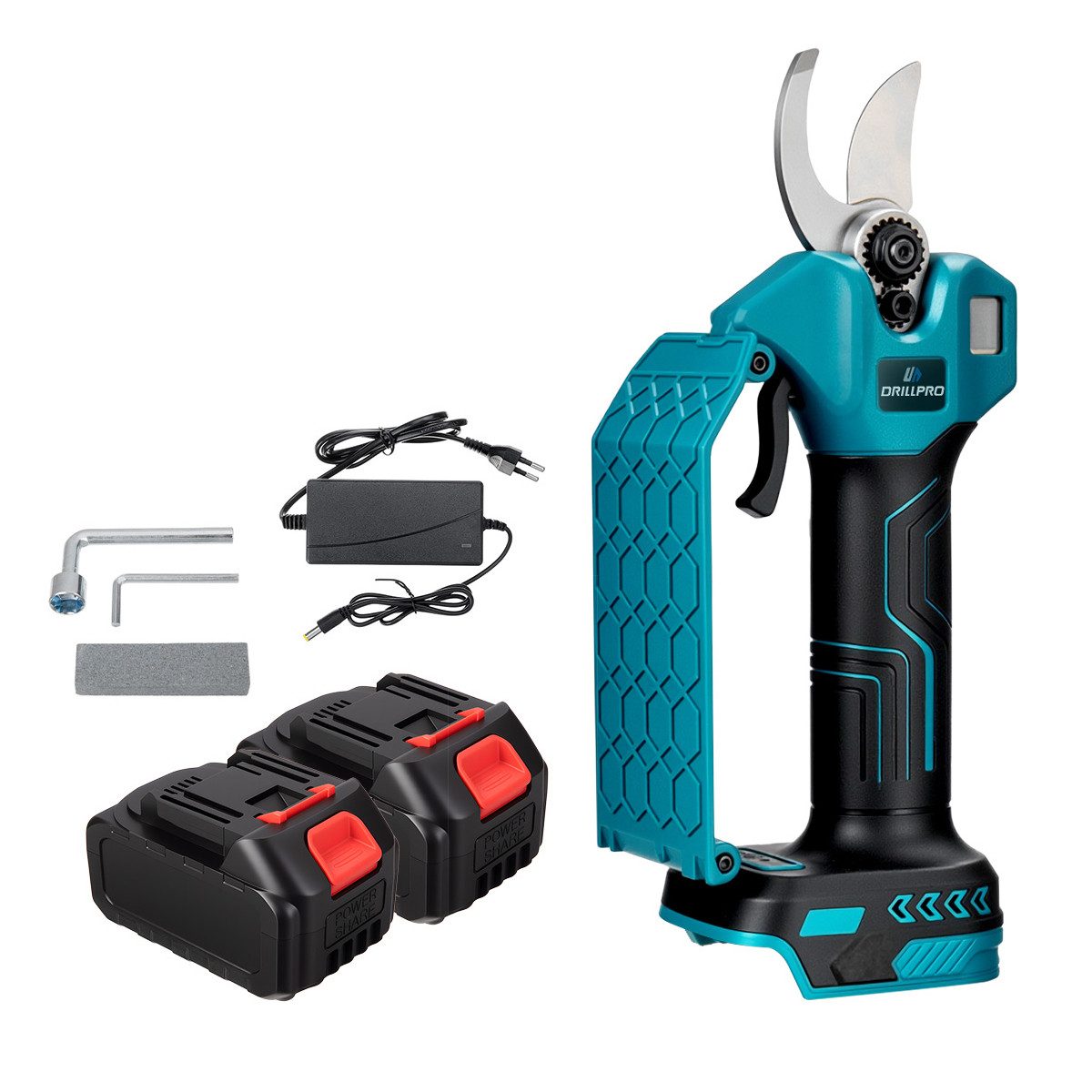 Insma Akku-Astschere 800W Elektrische Gartenschere, Ø35mm Schnittdurchmesser Kabellose Gartenschere mit 2 Akkus 3,0 Ah Set