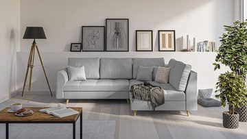 S-Style Möbel Ecksofa Cuba im skandinavischen Design, Ottomane links oder rechts bestellbar, mit Wellenfederung