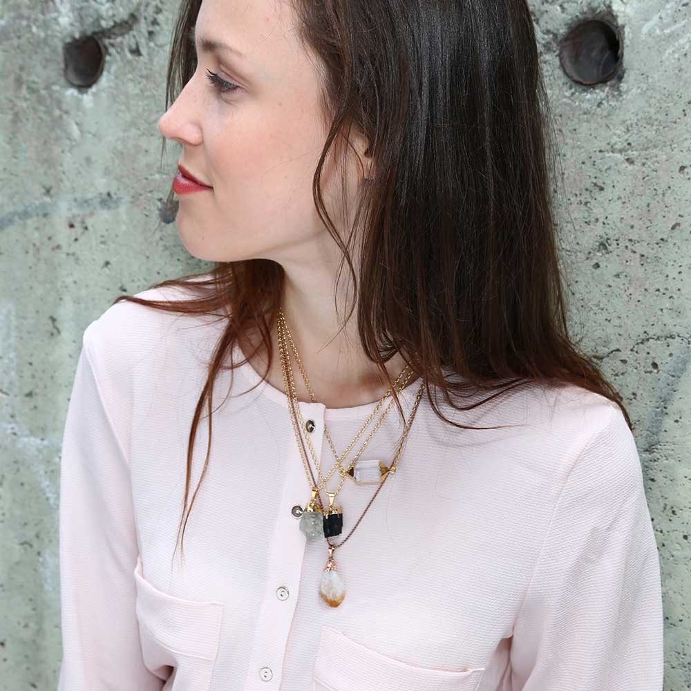 Crystal and Sage Jewelry Kette mit Anhänger Turmalin Halskette vergoldet od günstig online kaufen
