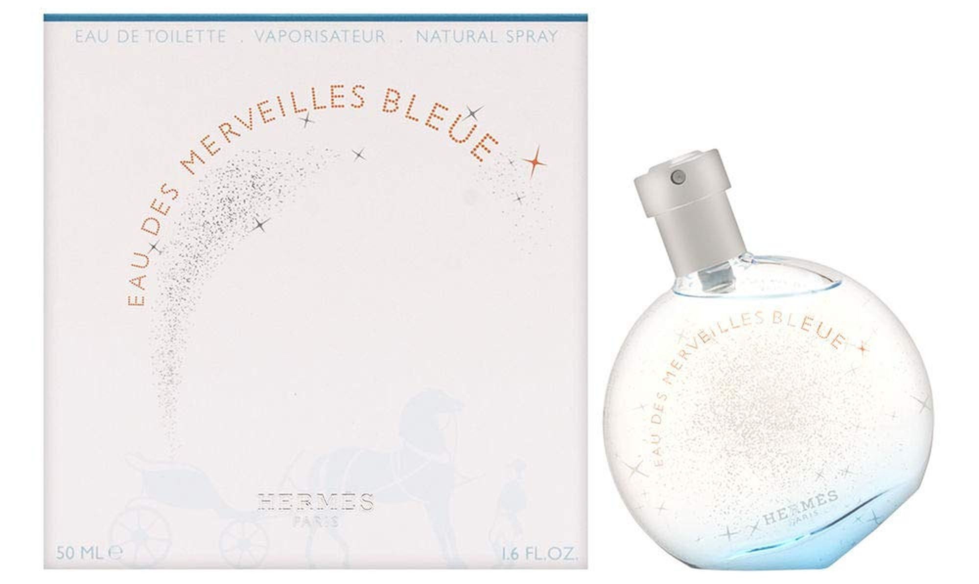 HERMÈS Eau de Toilette Eau des Merveilles Bleue EDT Damen Spray, Aquatisch-holziger Duft mit Patchouli, Meeresnoten und Wacholder
