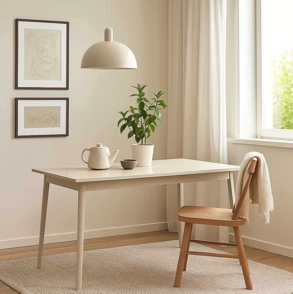 Home affaire Esstisch ROMELIS beige Küchentisch 180x90 cm, modernes Design, pflegeleichter Tisch, Esszimmertisch, FSC®-zertifiziert