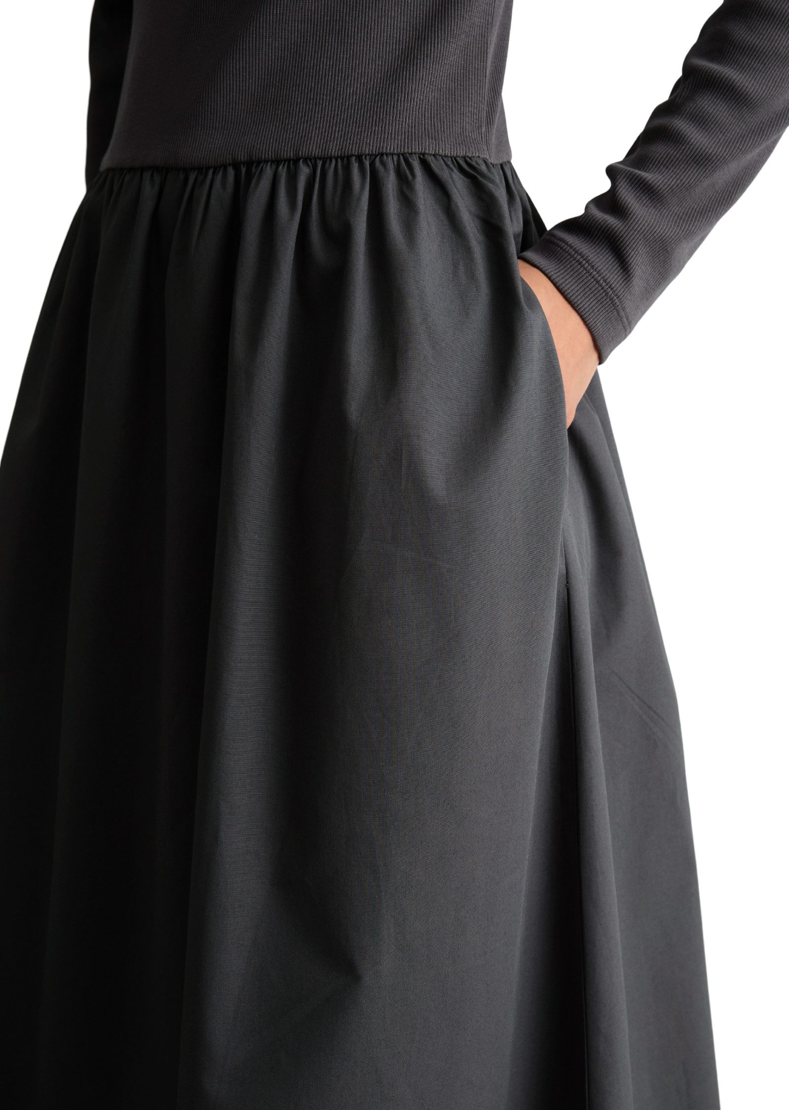 Marc O'Polo DENIM Jerseykleid mit Baumwoll-Popelinerock – Bild 4 von 5