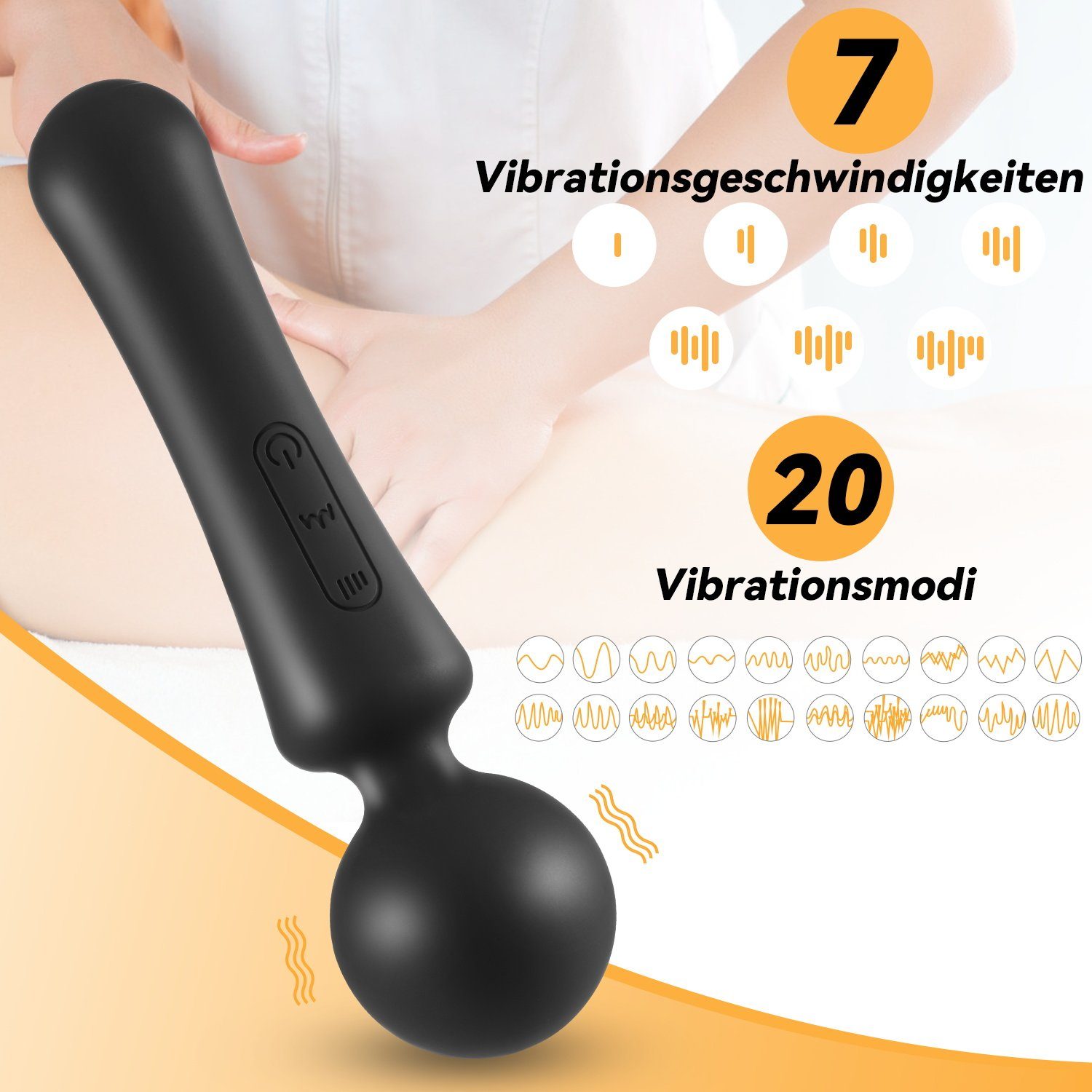 LOVONLIVE Massagegerät 20 Vibrationsmodi,Klitoris Vagina 7 Vibrator Vibrationsgeschwindigkeit, Frauen Wasserdichter Nippel mit G-Punkt Massagestab Stimulator für
