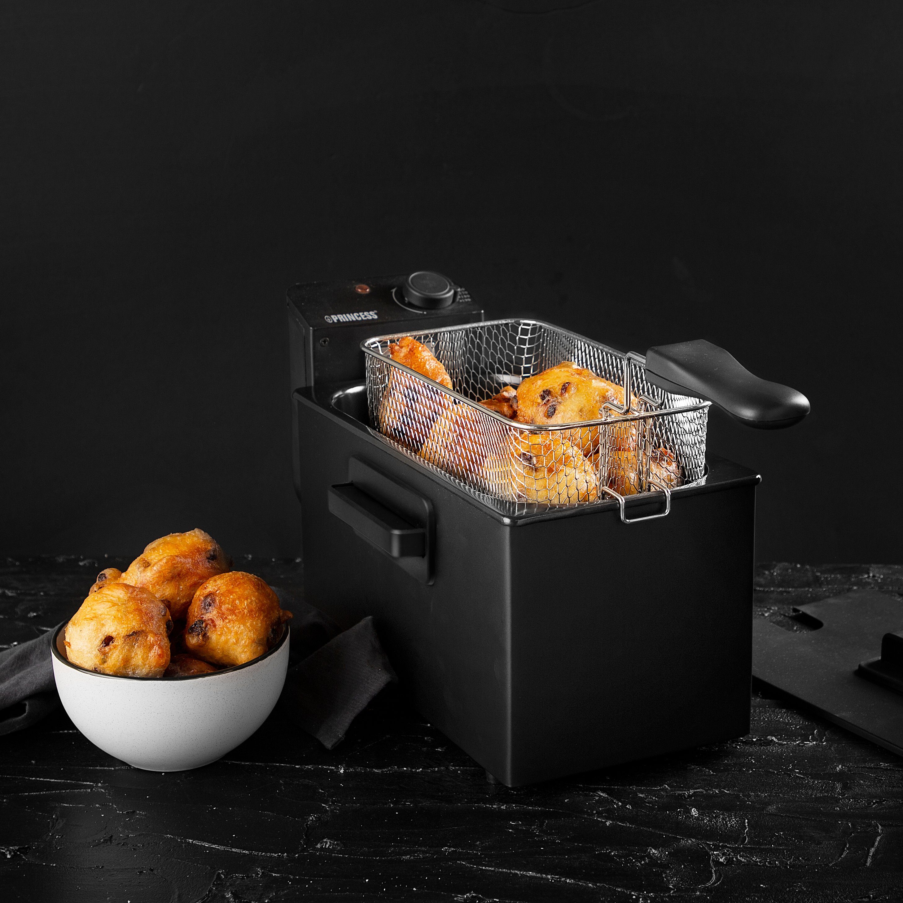 PRINCESS Fritteuse 182727, 2000 W, 3 Liter mit Kaltzonenfunktion, schwarz