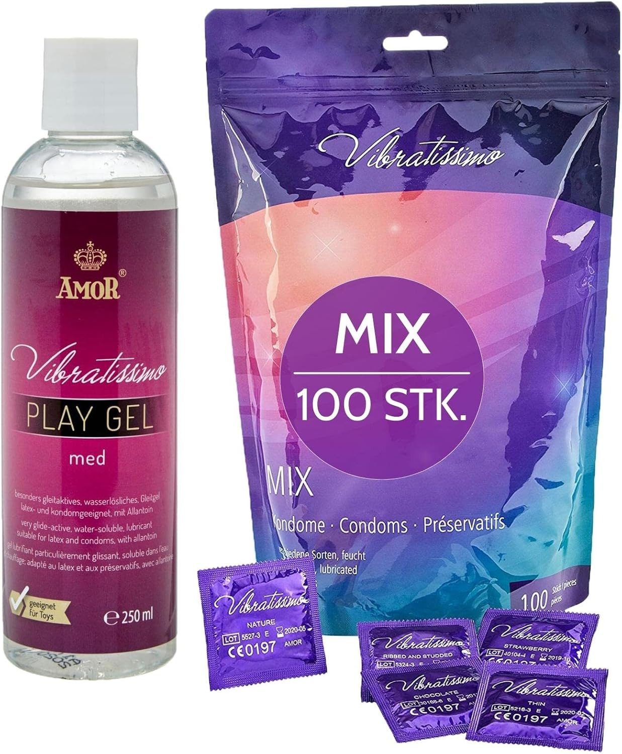 Vibratissimo Kondome Premium Nature, Color, Mix, verschiedene Aromen, Farben, Strukturen