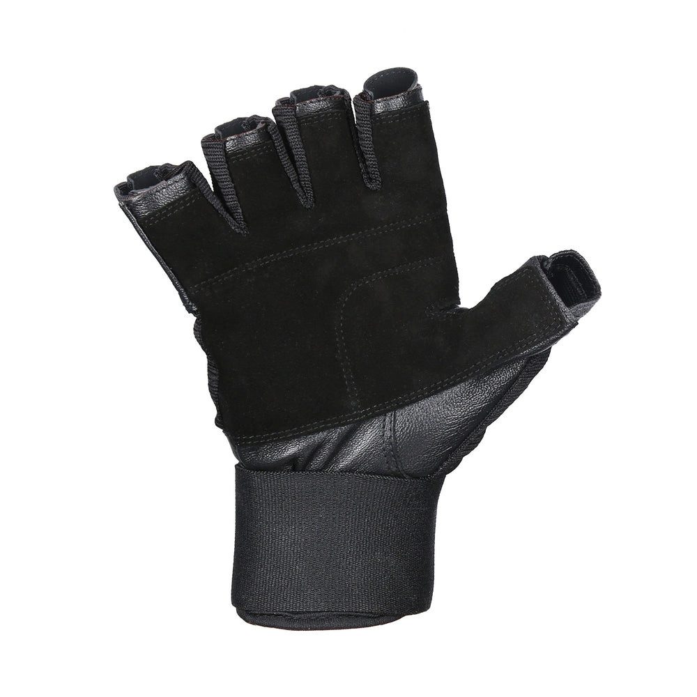 HMS Trainingshandschuhe Fitnesshandschuhe Sporthandschuhe Krafttraining (Spar-Set, 1-St) Leder, rutschfest, Handgelenkstütze