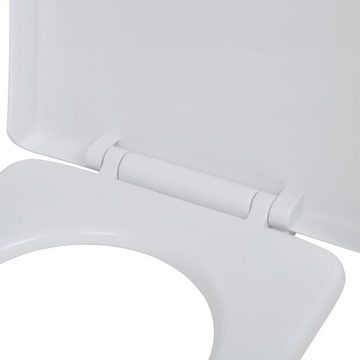 vidaXL WC-Sitz Toilettensitz mit Absenkautomatik Quadratisch Weiß WC Klo Brille Toile