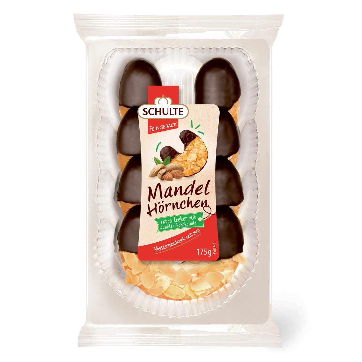 Schulte Kekse, Schulte Mandelhörnchen mit Marzipan Mandeln Zarbitterschokolade 175g