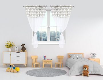 Gardine TupTam Kinderzimmer Voile Vorhänge Baby Gardinen mit Tunnelzug Set, TupTam