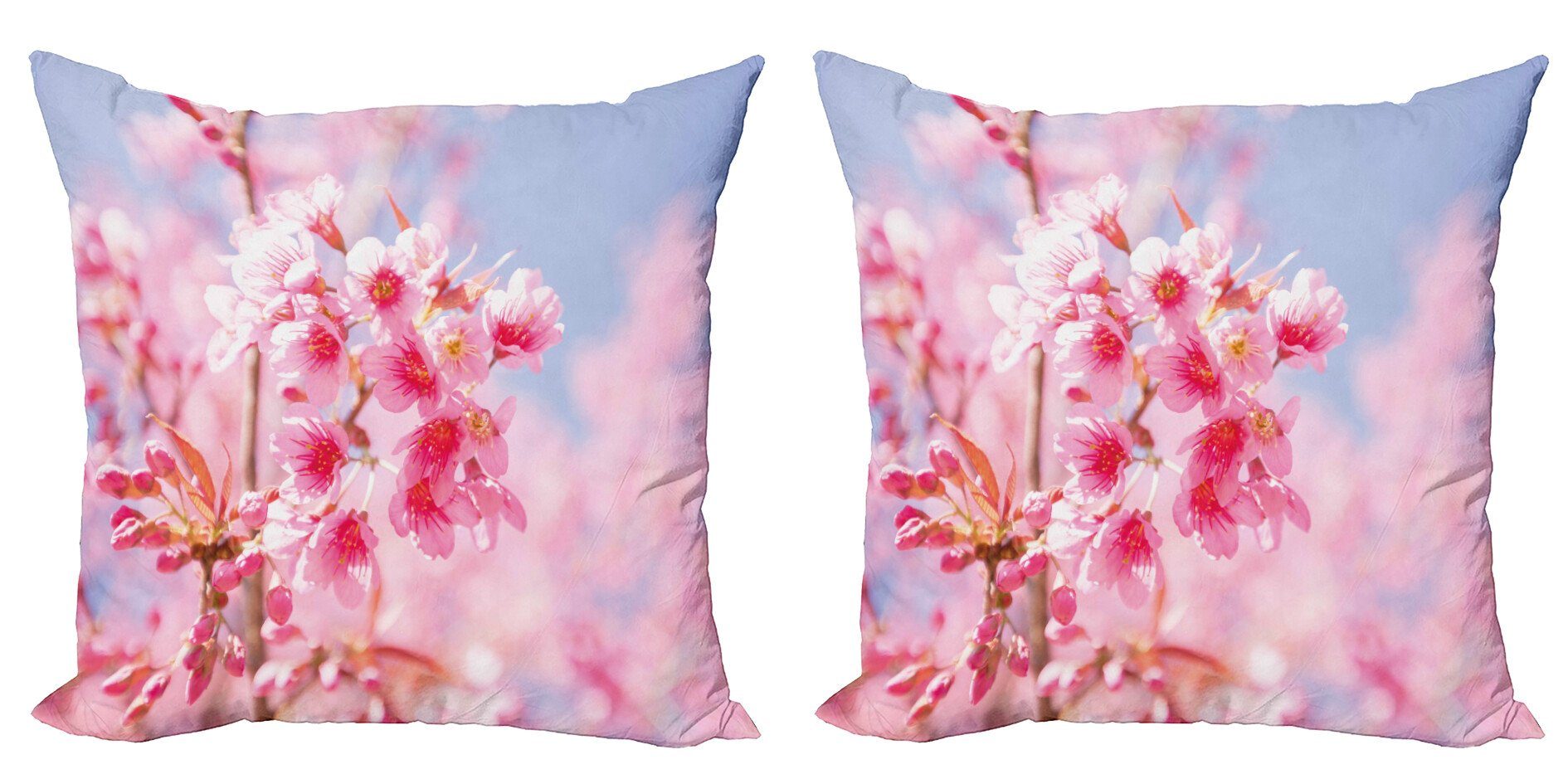 Kissenbezüge Modern Accent Doppelseitiger Digitaldruck, Abakuhaus (2 Stück), Blumen Sakura-Blüten-Niederlassungen
