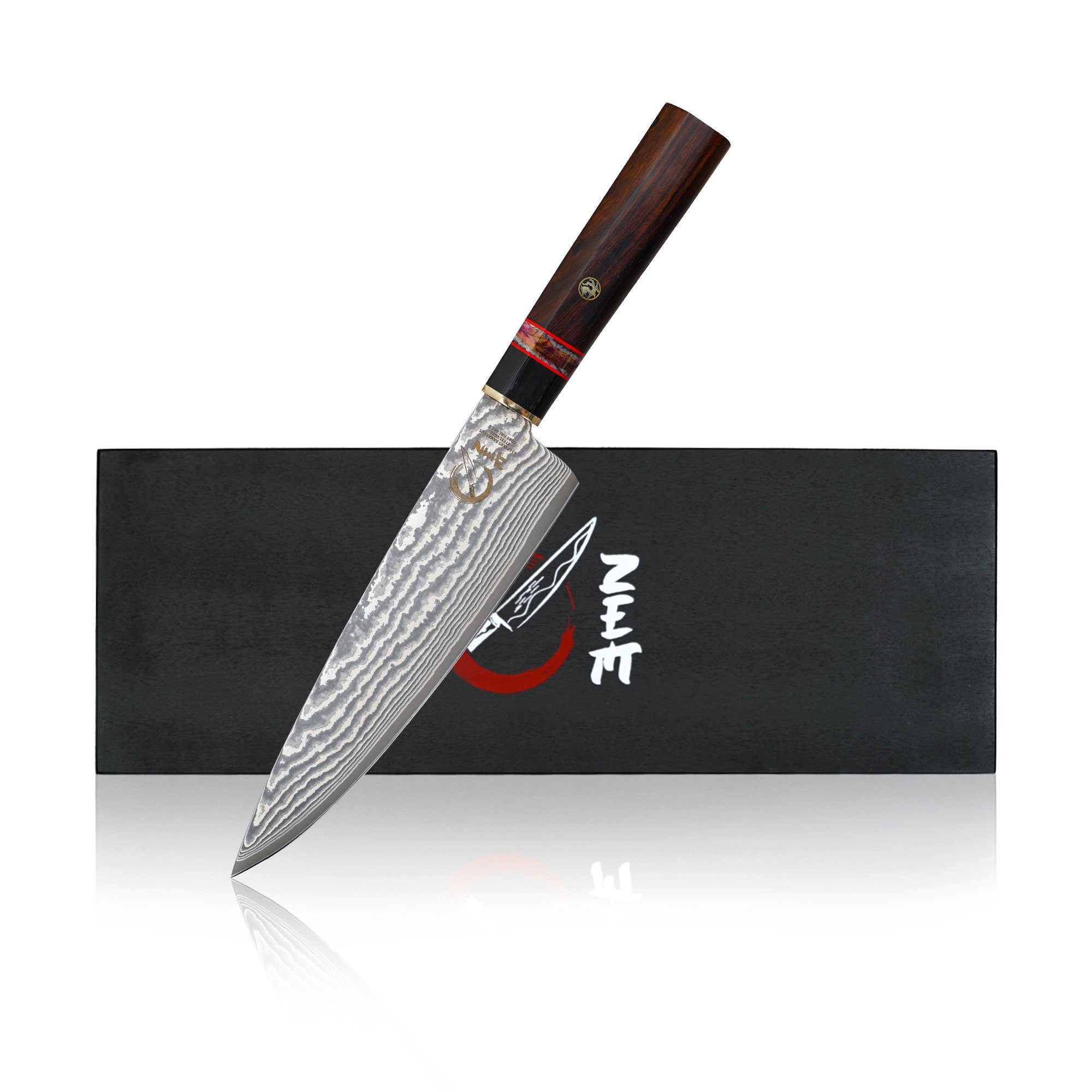 Küchenkompane Damastmesser Küchenkompane Damastmesser Noburu, Gyuto, 83 Lagen, Walnussholz