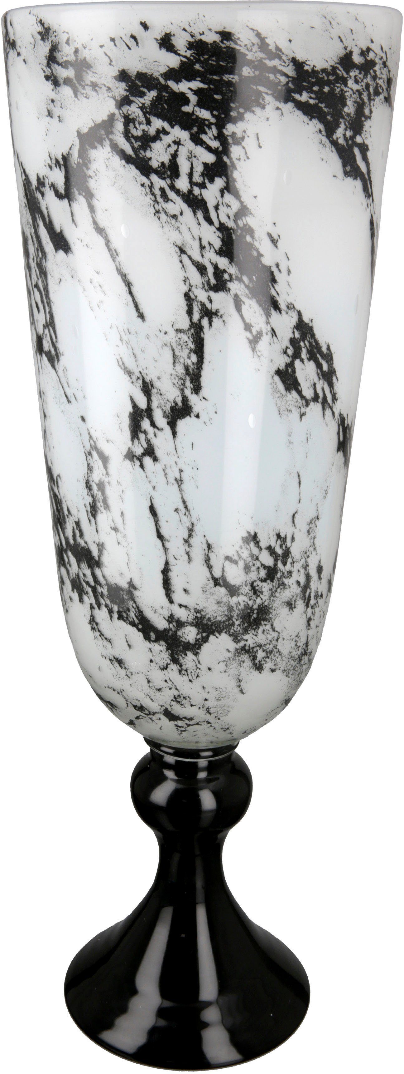 Casablanca by Gilde Tischvase Pokal Vase Trophy, mit Marmorfinish (1 St), dekorative Vase aus Glas, Blumenvase