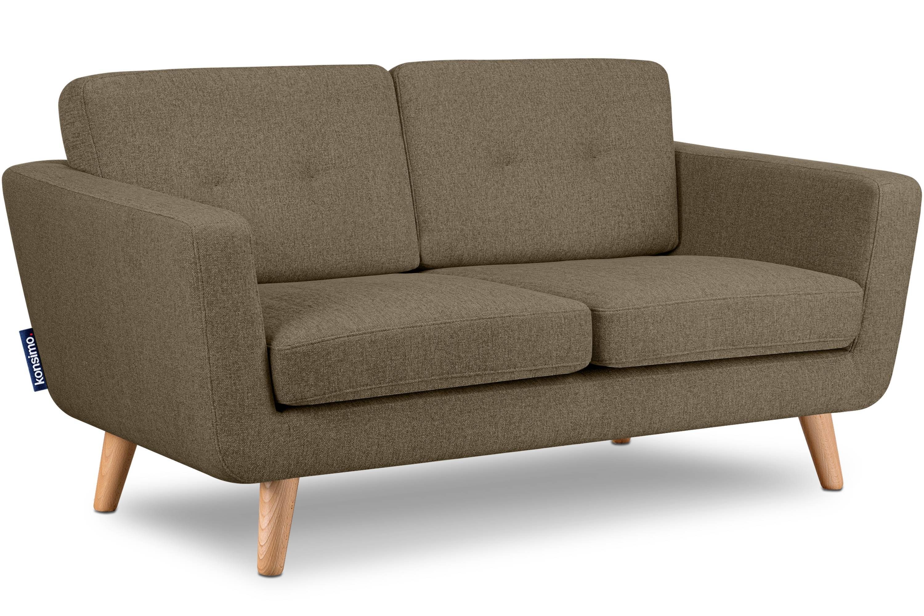 Konsimo 2-Sitzer TAGIO II Sofa 2 Personen, hergestellt in der EU, mit Steppung auf den Rückenkissen cappuccino | Einzelsofas