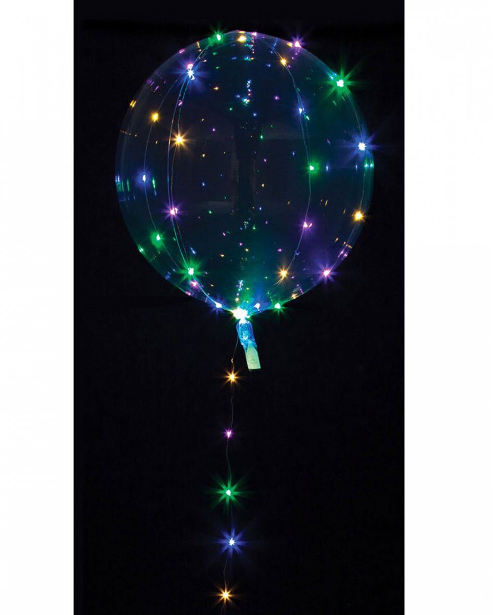 Horror-Shop Folienballon Party Kugel Ballon mit bunter LED Lichterkette