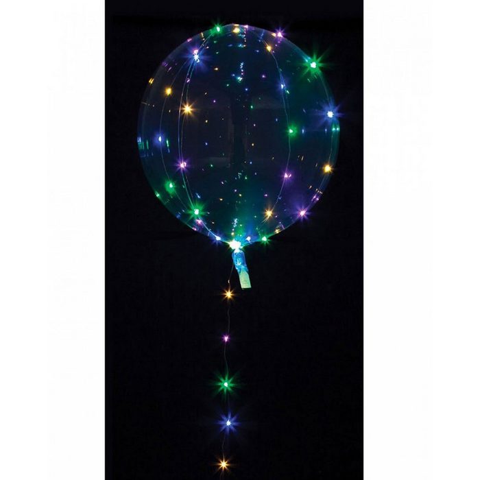 Horror-Shop Folienballon Party Kugel Ballon mit bunter LED Lichterkette