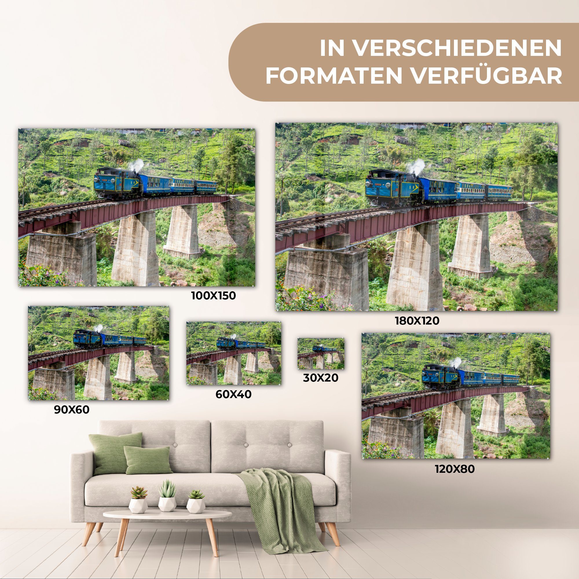 Acrylglasbild Ein St), Schlafzimmer (1 an Acrylglasbilder einem Nachmittag, einer Dampfzug & Wohnzimmer Eisenbahnstrecke auf MuchoWow sonnigen