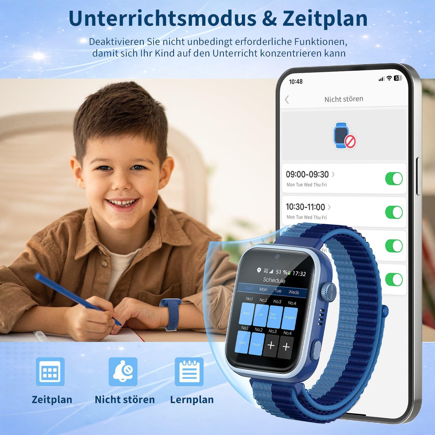 SWGOTA 4G Kinder Smartwatch mit Telefonfunktion und GPS, SOS,Zwei-Wege-Anrufe Smartwatch, Kindersmartwatch mit WLAN, Bildkompetenz für 4–12 Jungen und Mädchen – Bild 5 von 5