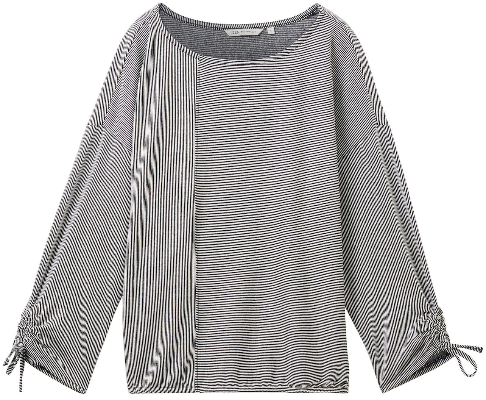 TOM TAILOR Denim 3/4-Arm-Shirt in feiner Rippoptik