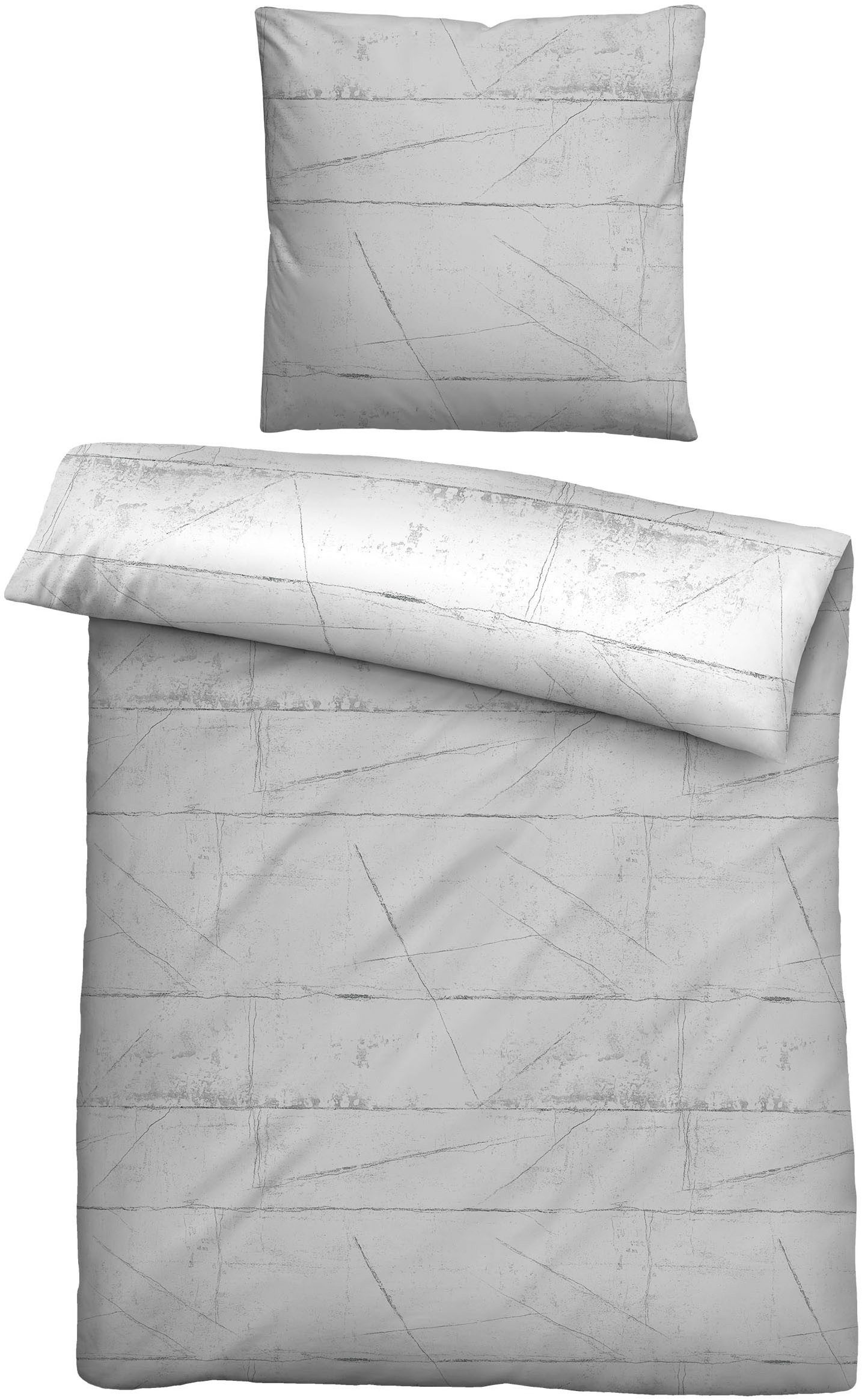 Biberna Wendebettwäsche 0614509, Mako-Satin, 2 teilig, feiner Glanz + weicher Griff, pflegeleicht, ganzjährig einsetzbar, RV