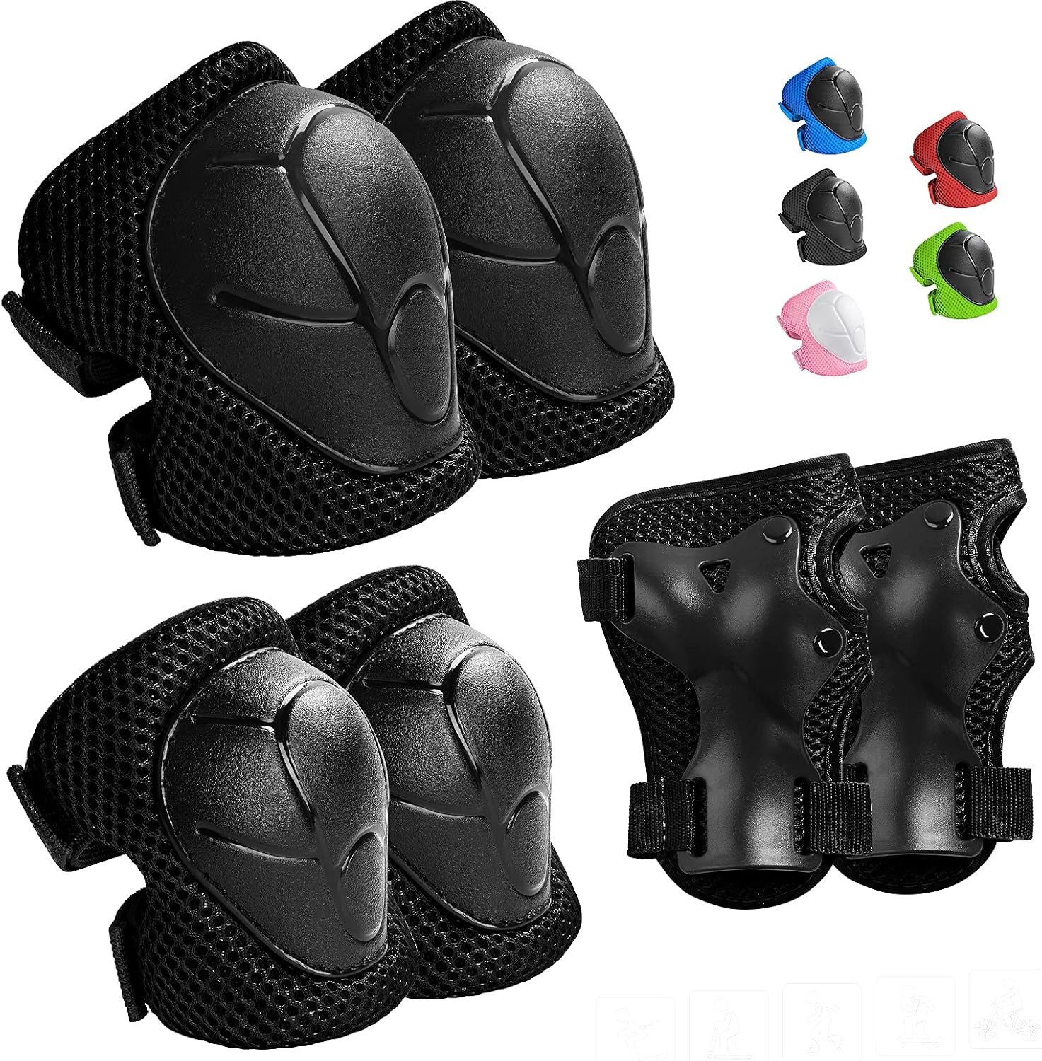 Athlix Knieschutz Knieschutz 6er-Set Наколенник Kinder Schoner Inliner Защитные (Ellenbogenschützer, Handgelenkschutz, Knieschützer), für Rollerblade, Radfahren, Skateboard, Inlineskaten