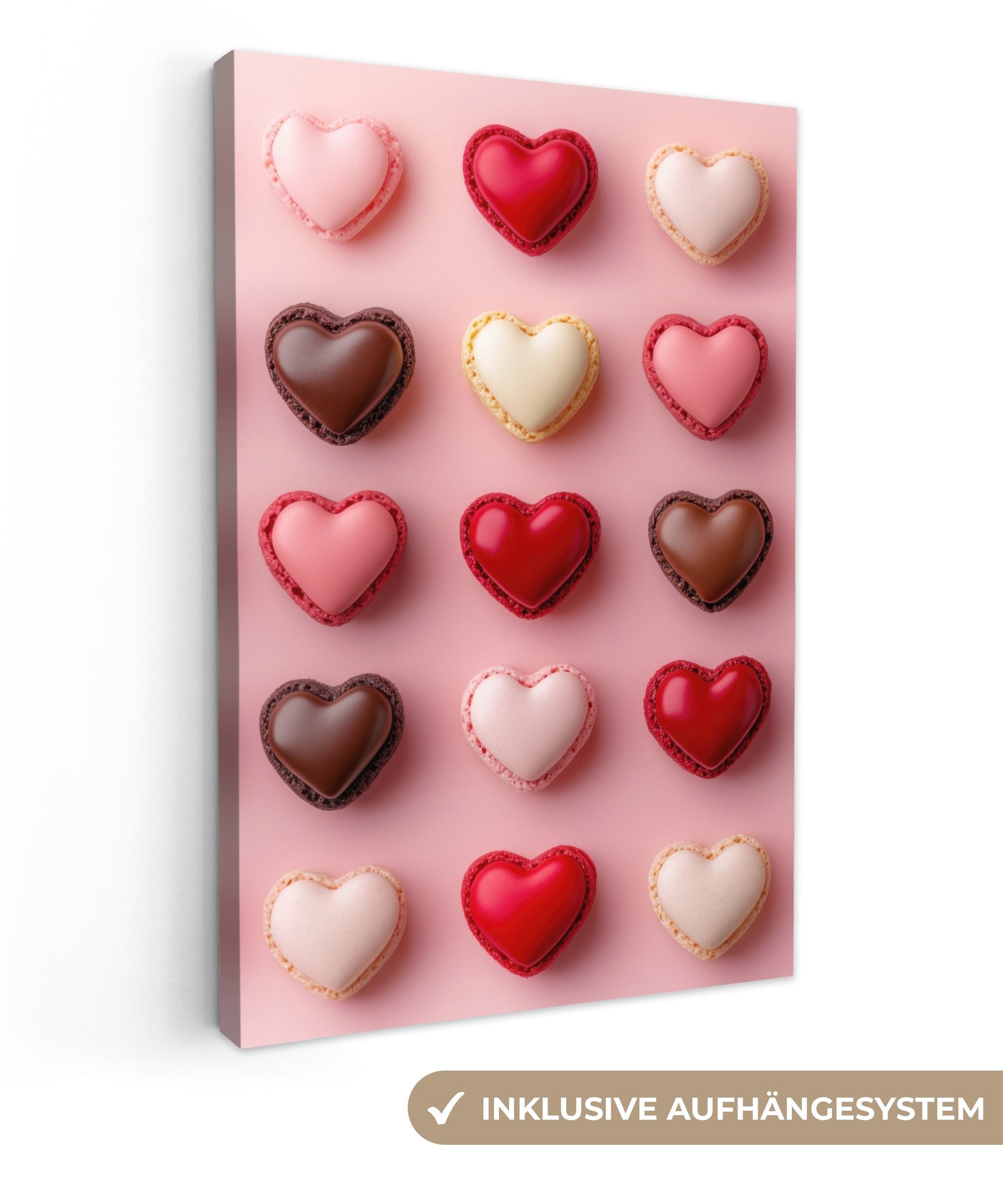 OneMillionCanvasses® Leinwandbild Makronen - Herzen - günstig online kaufen