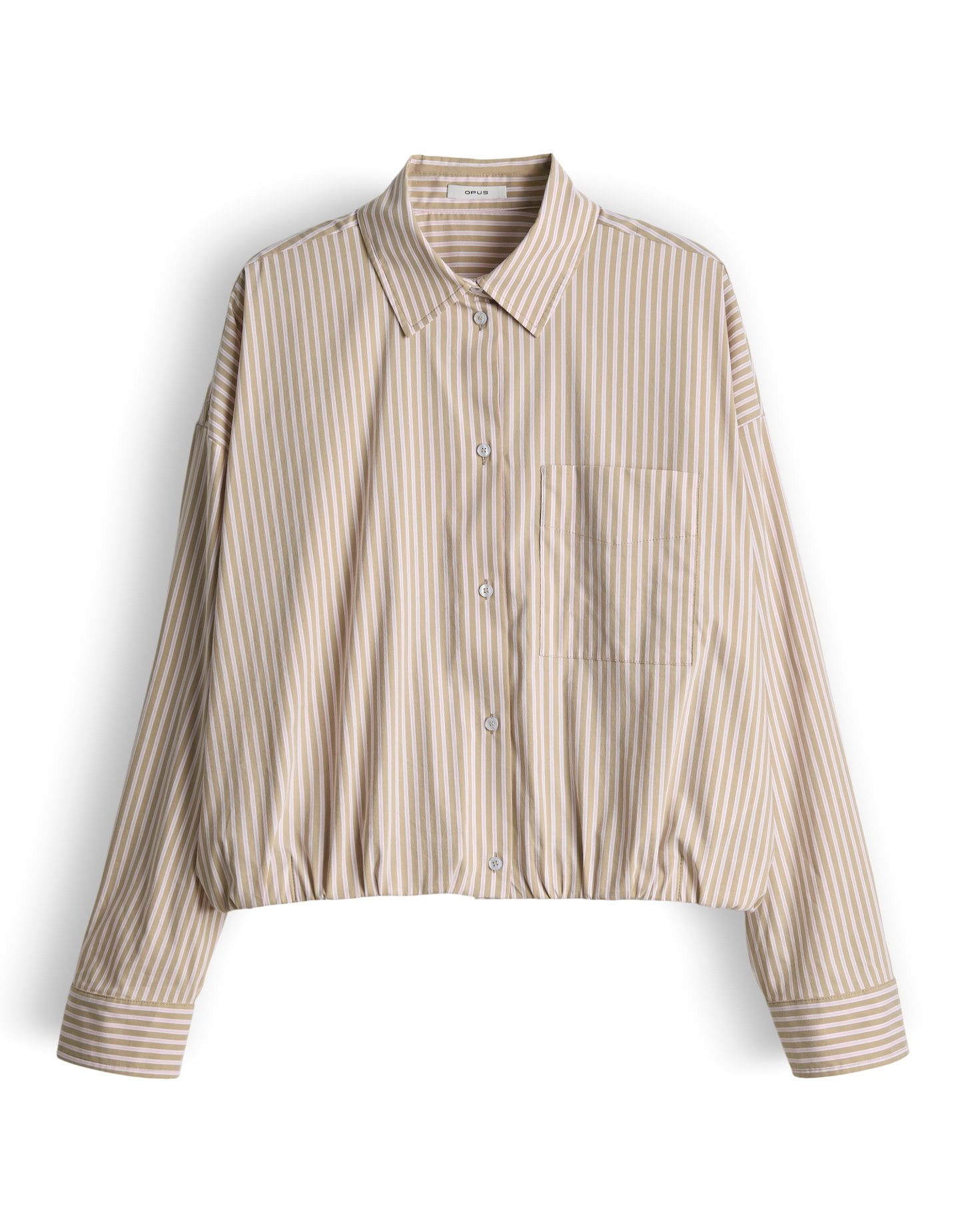 OPUS Langarmbluse FRESA aus BCI Cotton Mix Lockere Passform, ovaler Schnitt, überschnittene Schulter