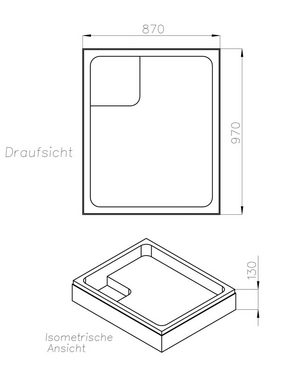 OTTOFOND Duschwanne Set Rechteckduschwanne, rechteckig, Sanitäracryl, 3-St., 1000x900/30 mm