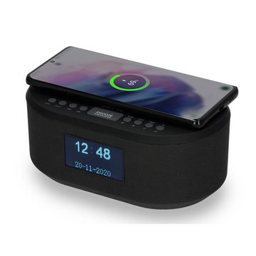 AIC AIC 18DAB Schwarz Radio (Radiowecker DAB mit Ladefunktion Bluetooth QI Funktion USB Dual Alarm)