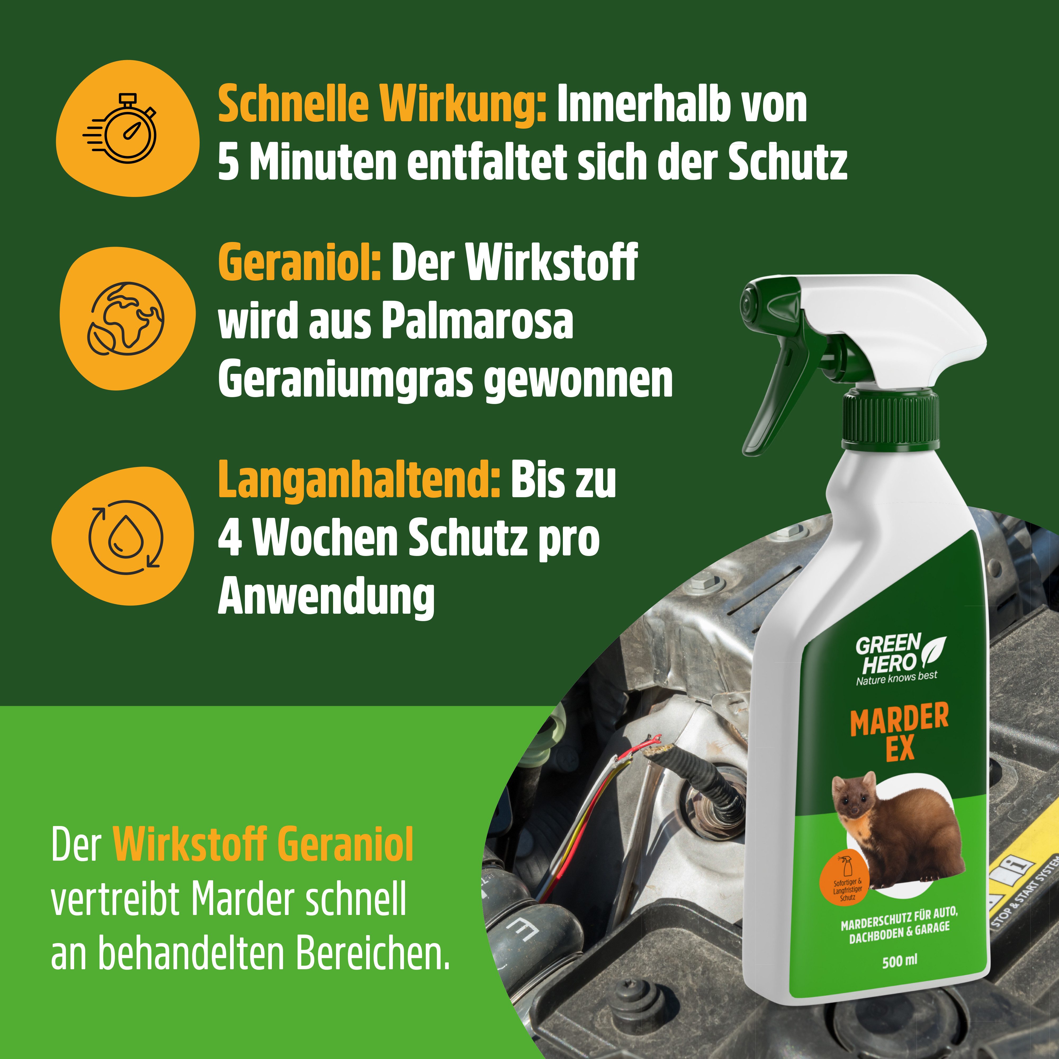 GreenHero Marderspray Marderspray + Marderschreck Kugel, 2-St.