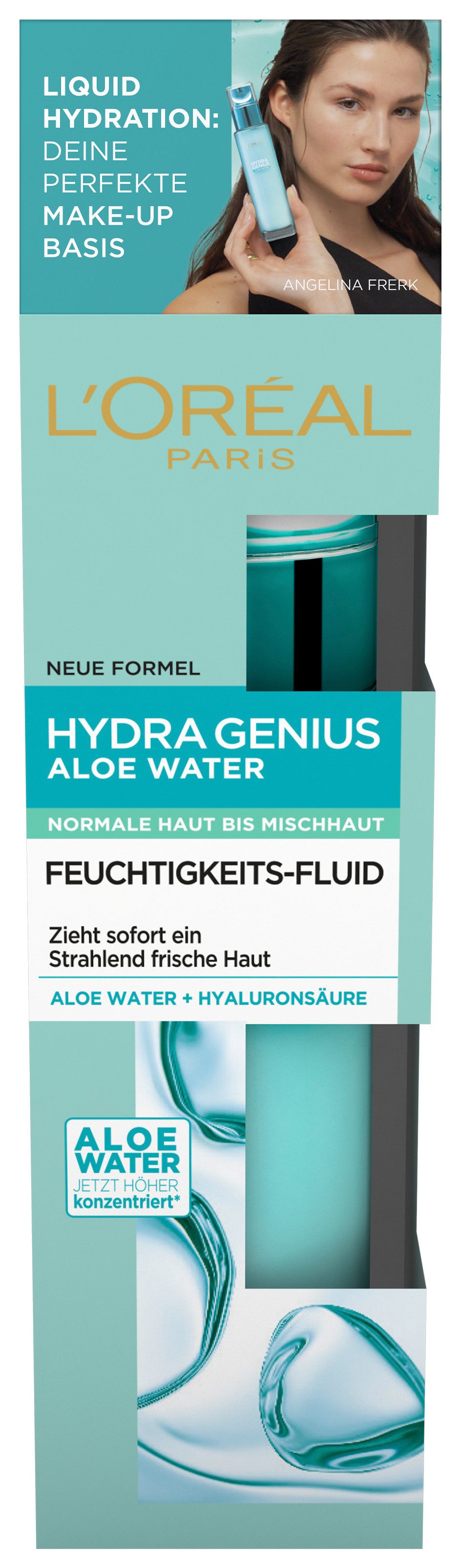 L'ORÉAL PARIS Gesichtsfluid Hydra Genius Aloe Aqua, hochkonzentrierte Feuchtigkeit, zieht sofort ein, weichere Haut