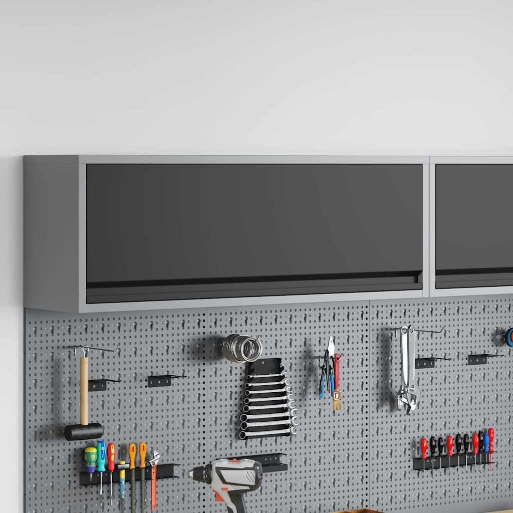 vidaXL Werkzeugbox Werkzeugschrank mit Speicher Schwarz und Grau 100 x 25 x 35 cm (1 St)