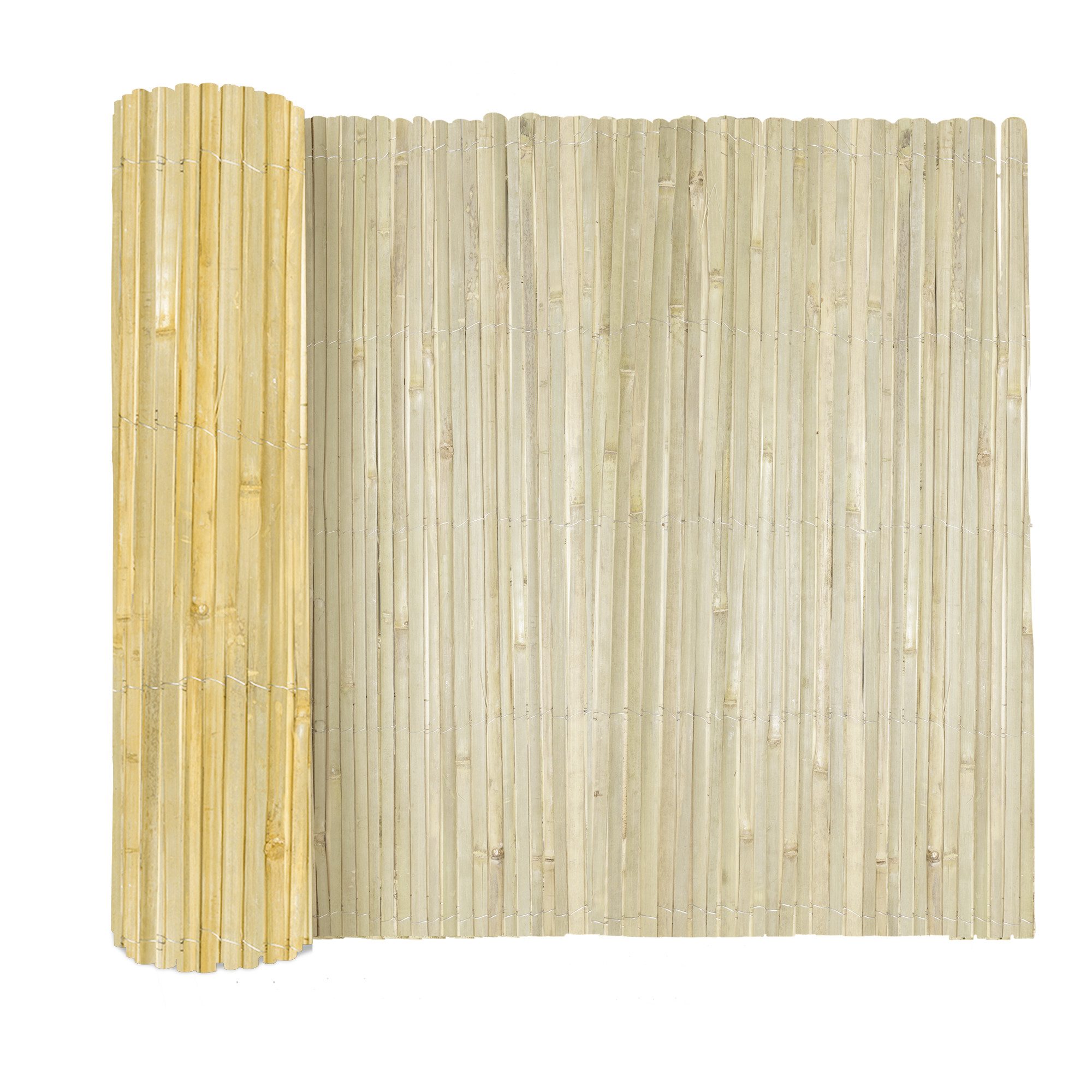 Sol Royal Sichtschutzzaunmatten Hell Glänzender Split Bambus Sichtschutz SolVision B33, 80x600cm, Zaun Bambusmatte Gartensichtschutz Balkon Witterungsbeständig