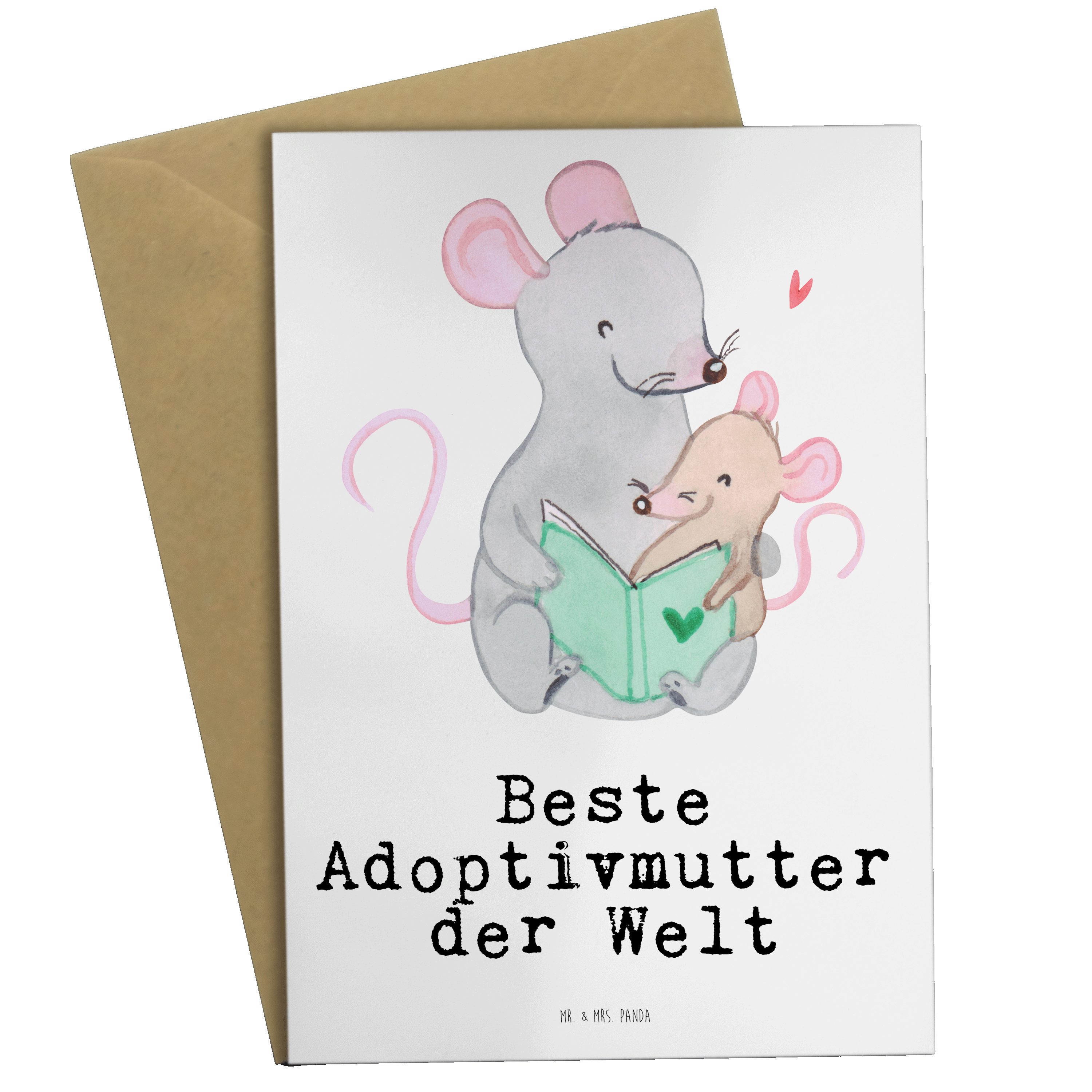 Mr. & Mrs. Panda Grußkarte Maus Beste Adoptivmutter der Welt - Weiß - Geschenk, Karte, Adoptivma